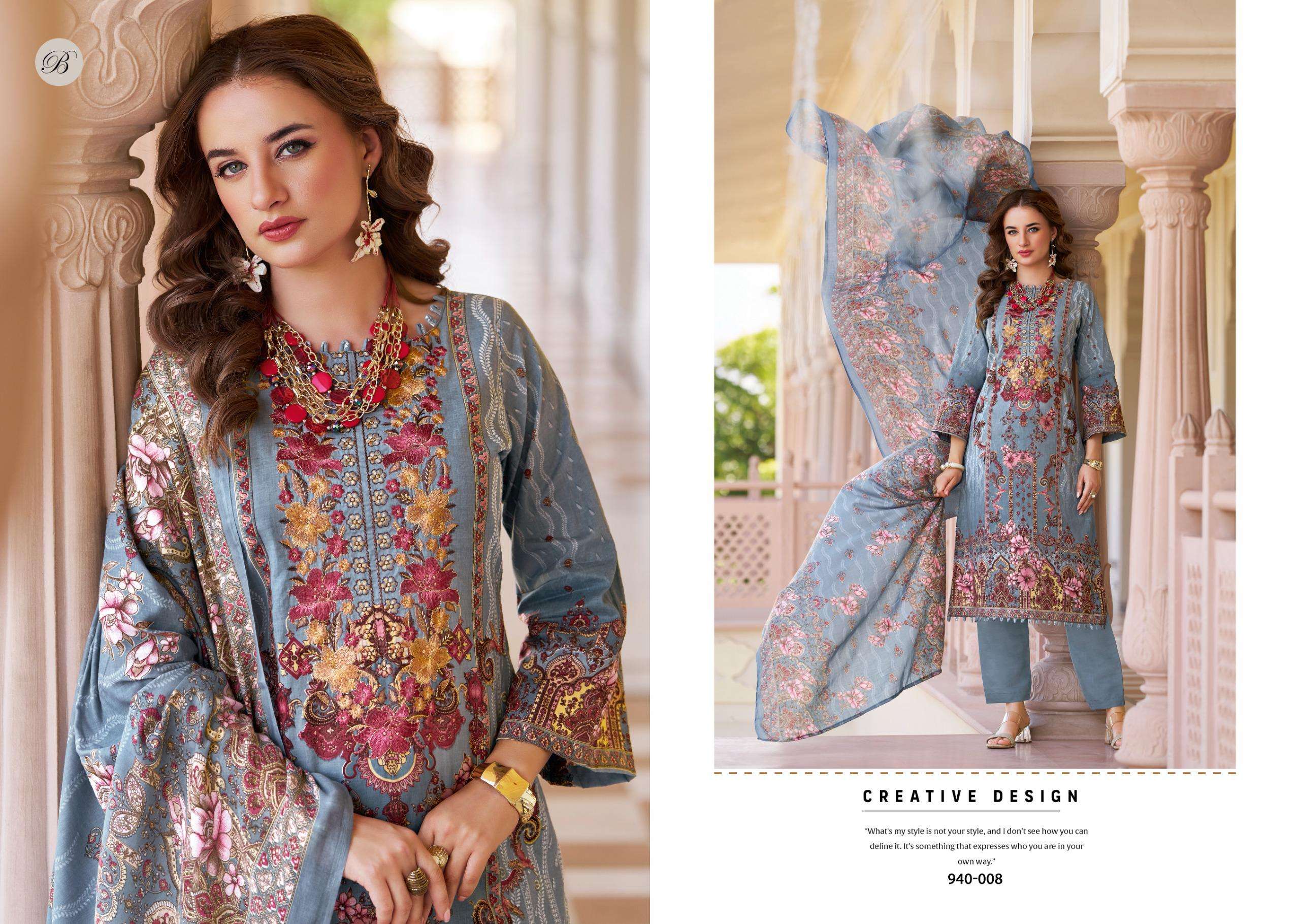 BELLIZA DESIGNER STUDIO NAIRA VOL 128 COTTON DIGITAL PRINTS WITH FANCY WORK SUIT