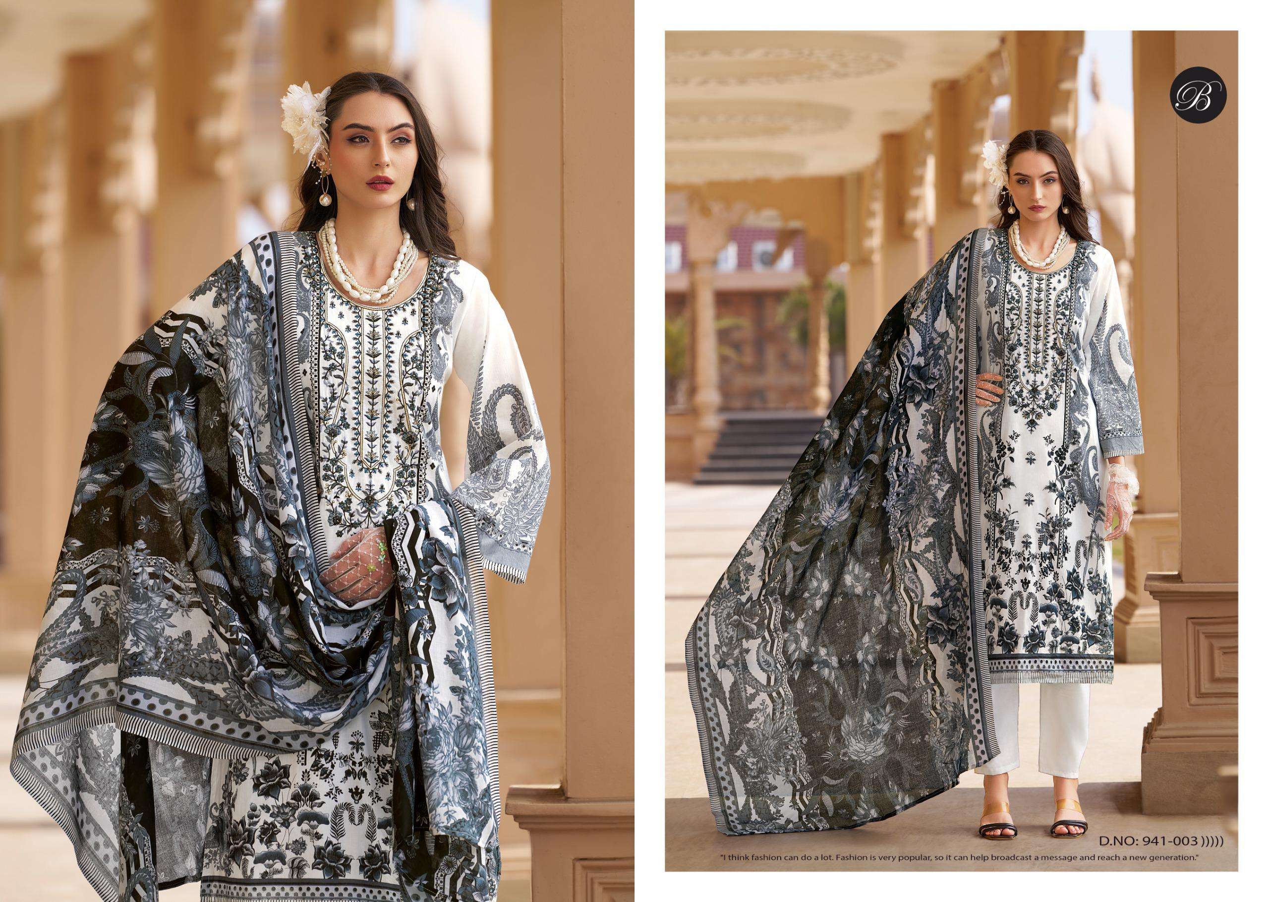 BELLIZA DESIGNER STUDIO NAIRA VOL 129 COTTON DIGITAL PRINT WITH FANCY WORK SUIT
