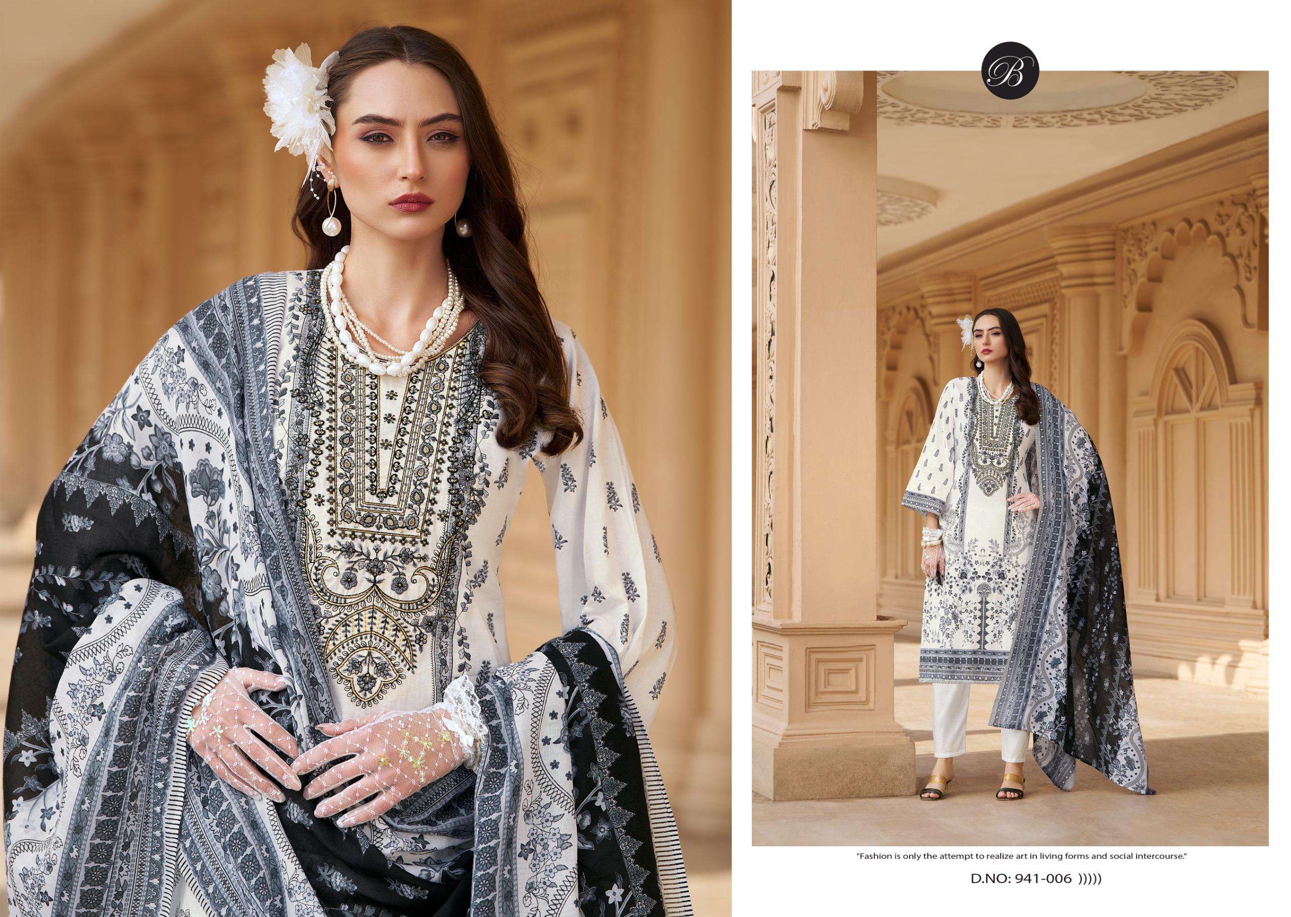 BELLIZA DESIGNER STUDIO NAIRA VOL 129 COTTON DIGITAL PRINT WITH FANCY WORK SUIT