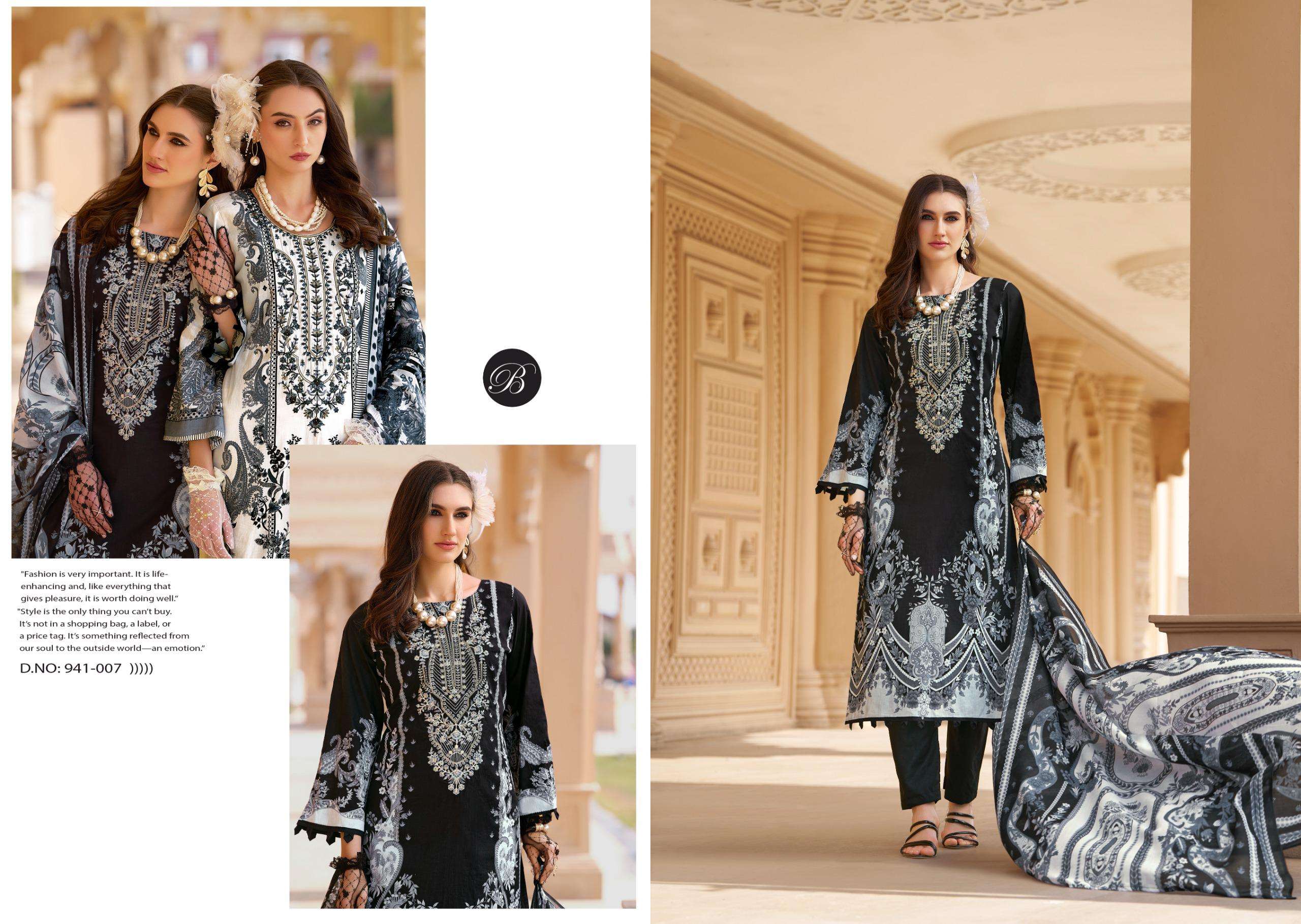 BELLIZA DESIGNER STUDIO NAIRA VOL 129 COTTON DIGITAL PRINT WITH FANCY WORK SUIT