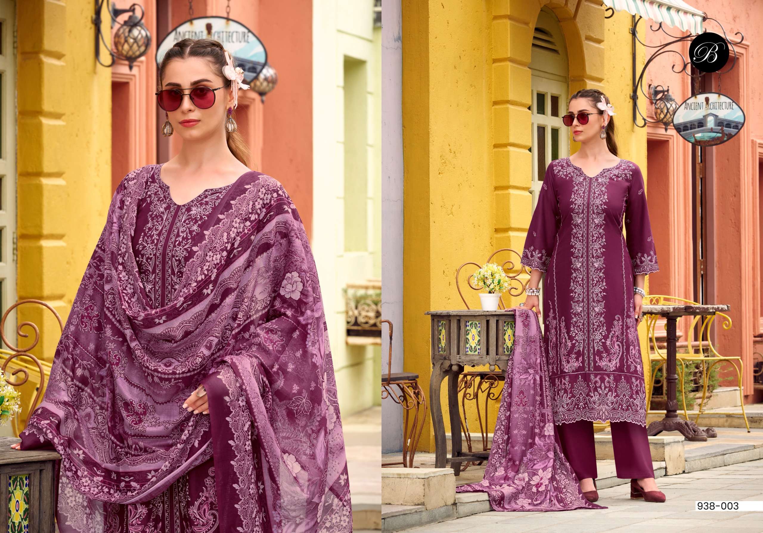 BELLIZA DESIGNER STUDIO OMBRE LAWN COTTON FANCY EMBROIDERY WORK SUIT