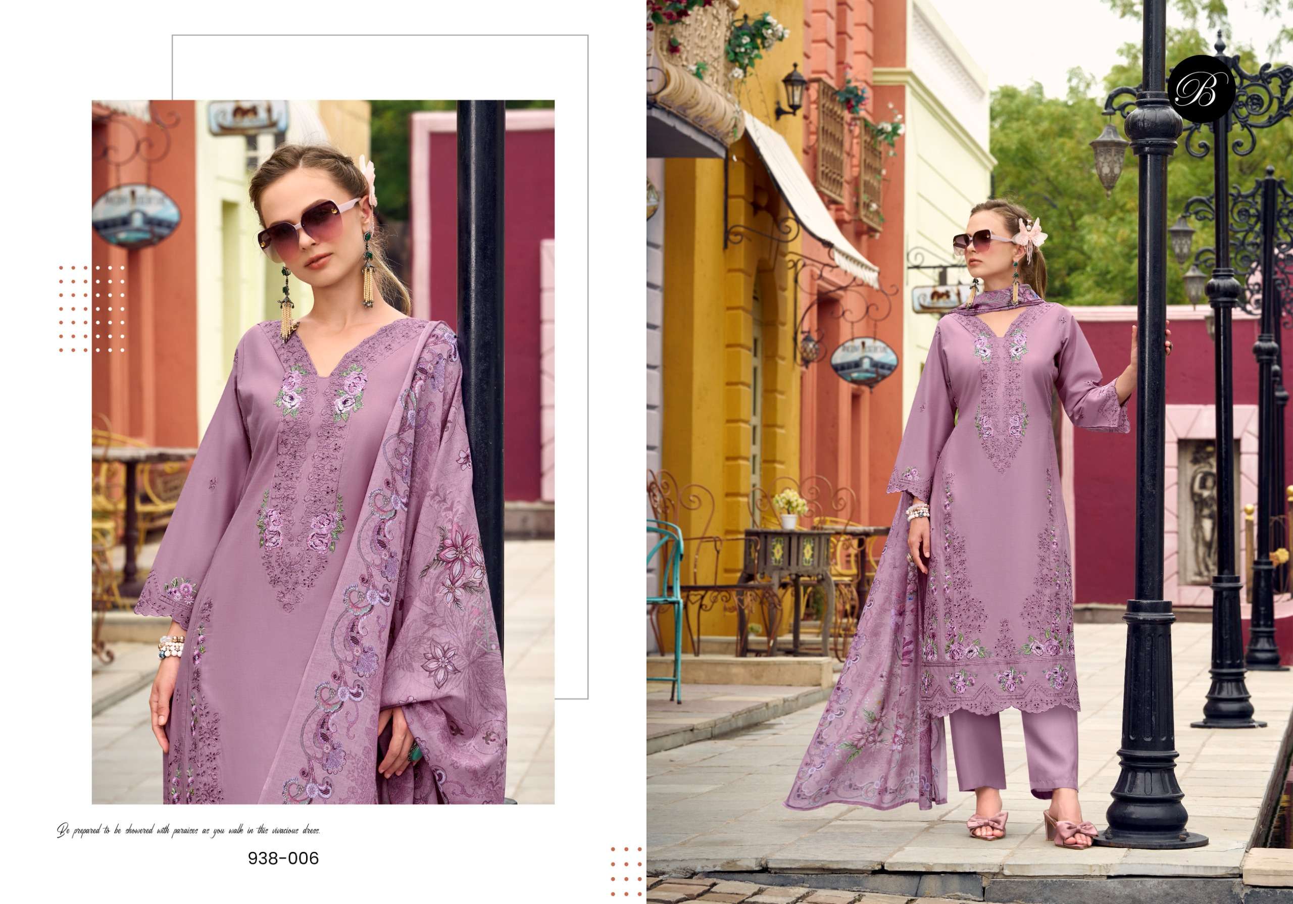 BELLIZA DESIGNER STUDIO OMBRE LAWN COTTON FANCY EMBROIDERY WORK SUIT