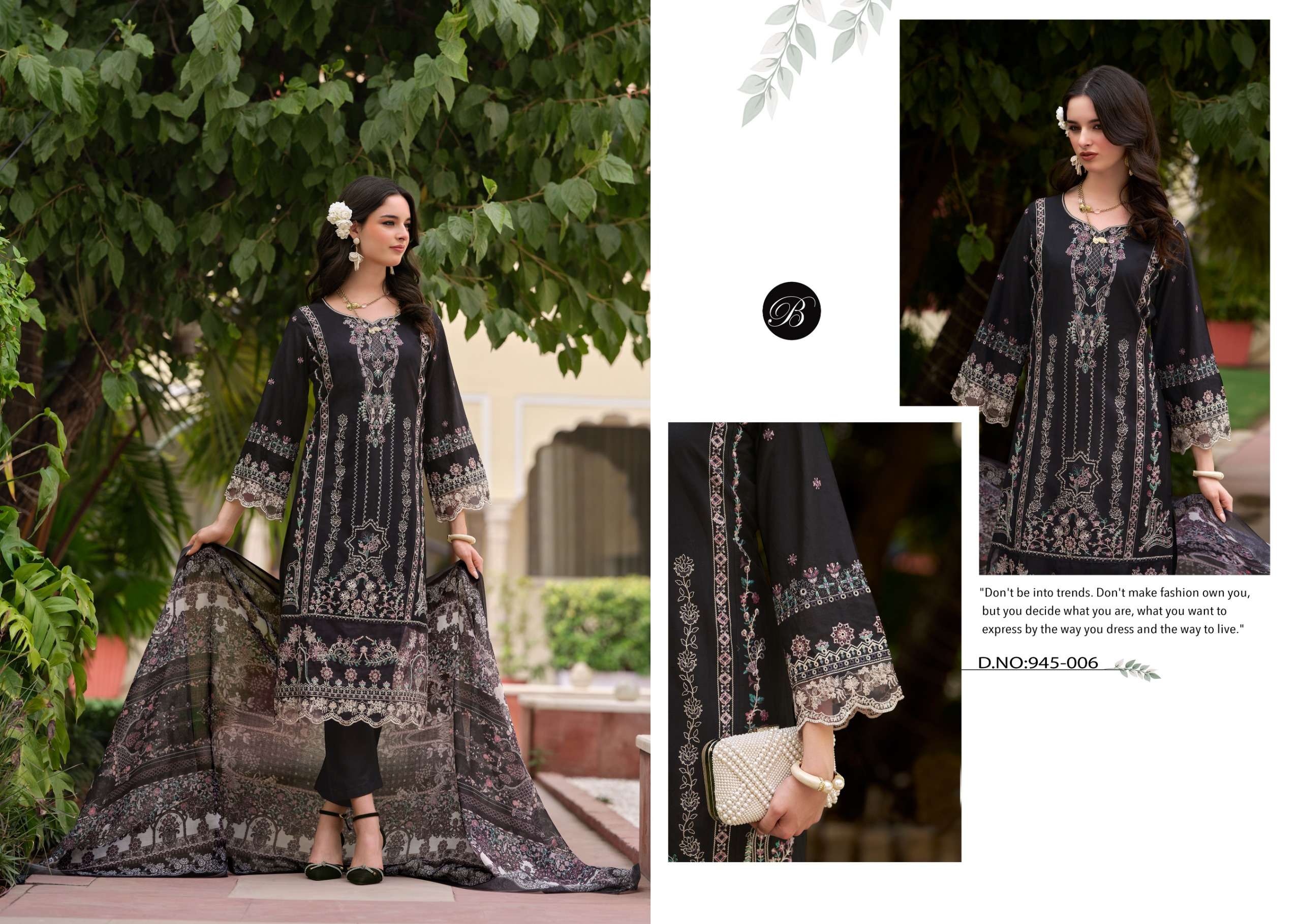 BELLIZA DESIGNER STUDIO OMBRE VOL 2 LAWN COTTON FANCY EMBROIDERY WORK SUIT