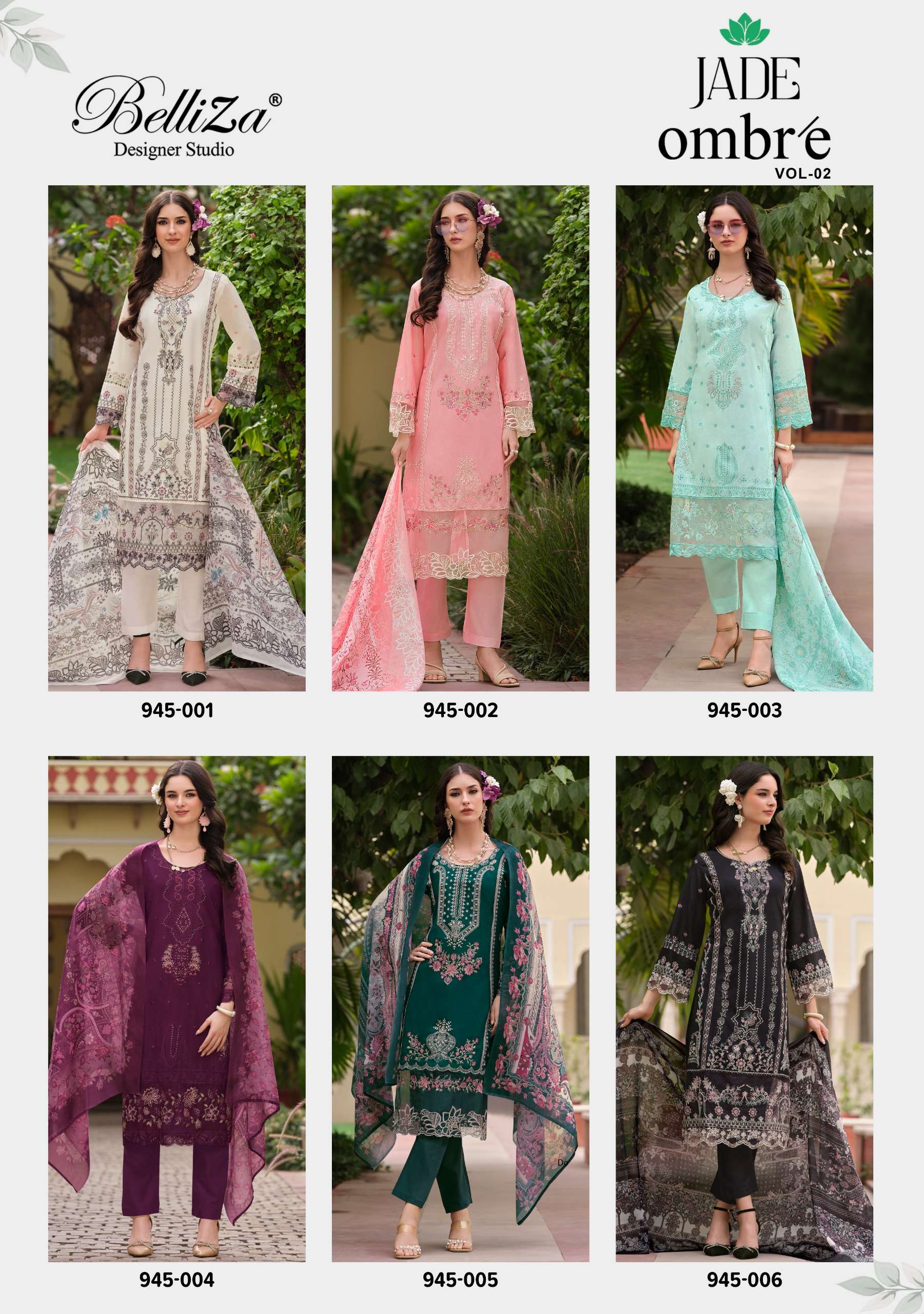 BELLIZA DESIGNER STUDIO OMBRE VOL 2 LAWN COTTON FANCY EMBROIDERY WORK SUIT