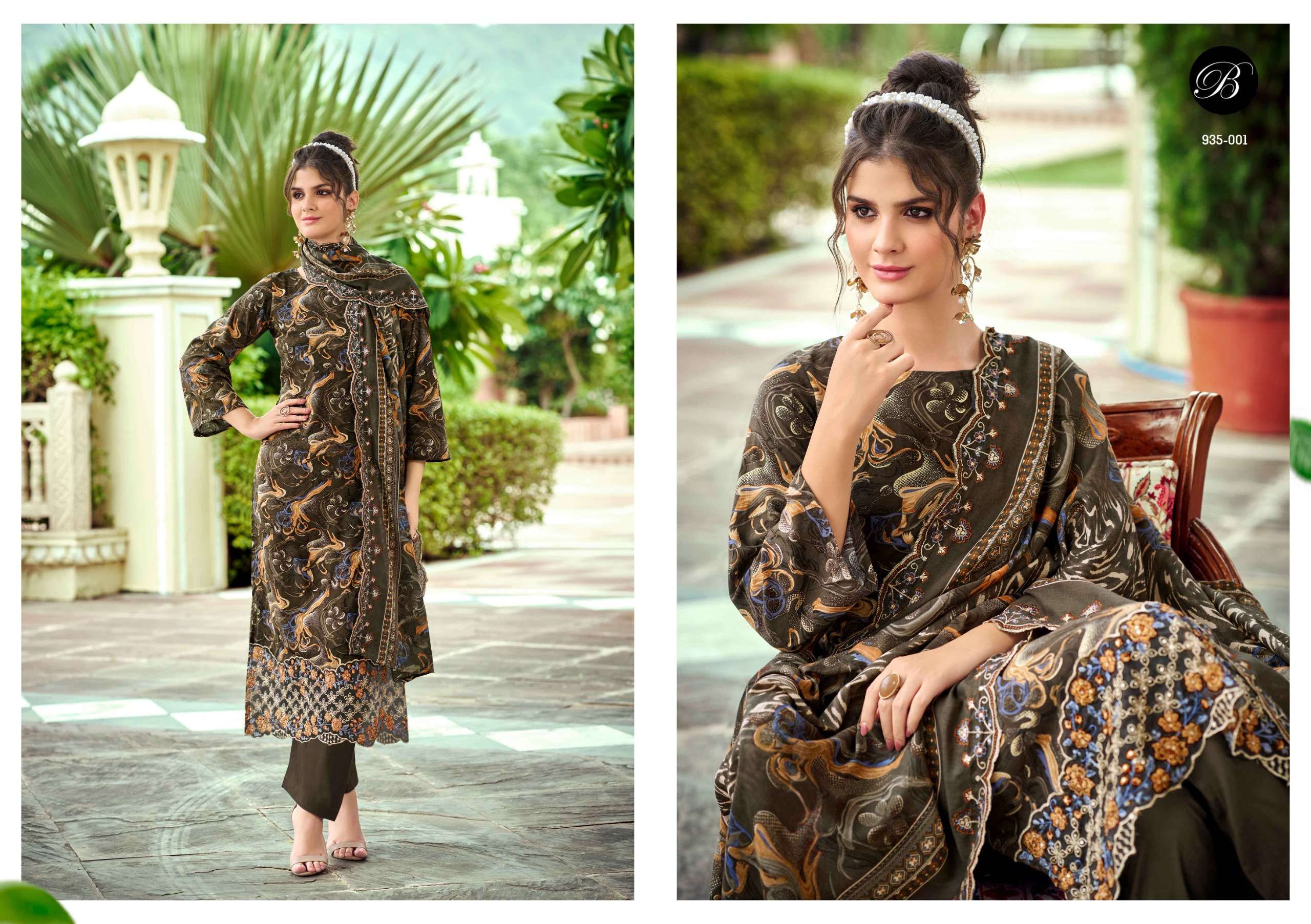 BELLIZA DESIGNER STUDIO SANJEEDA VISCOSE DIGITAL PRINT WITH EMBROIDERY WORK SUIT