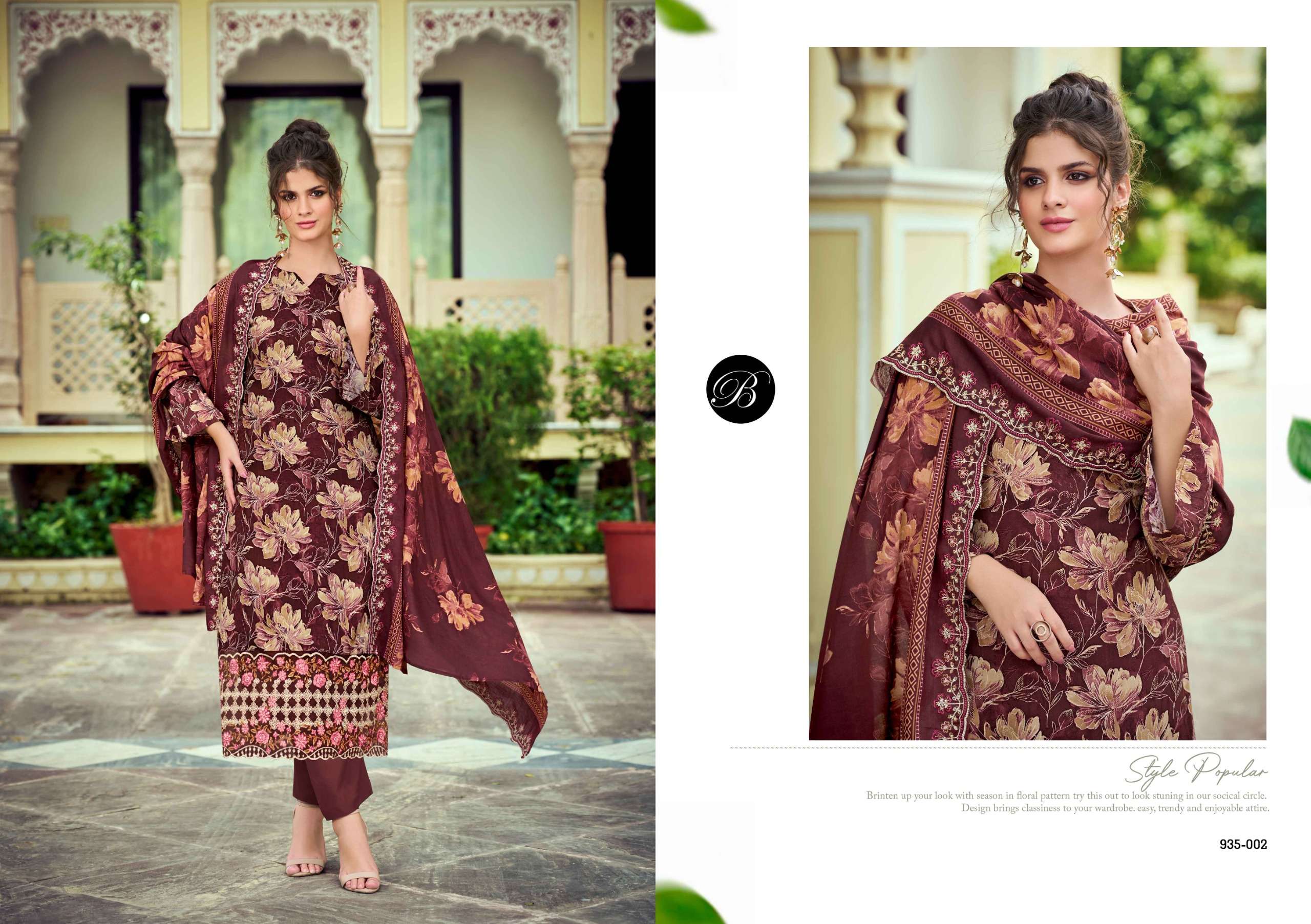 BELLIZA DESIGNER STUDIO SANJEEDA VISCOSE DIGITAL PRINT WITH EMBROIDERY WORK SUIT