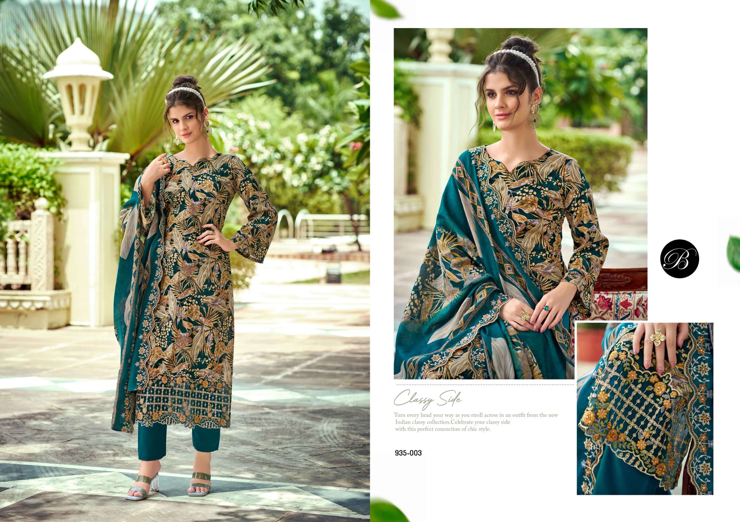 BELLIZA DESIGNER STUDIO SANJEEDA VISCOSE DIGITAL PRINT WITH EMBROIDERY WORK SUIT