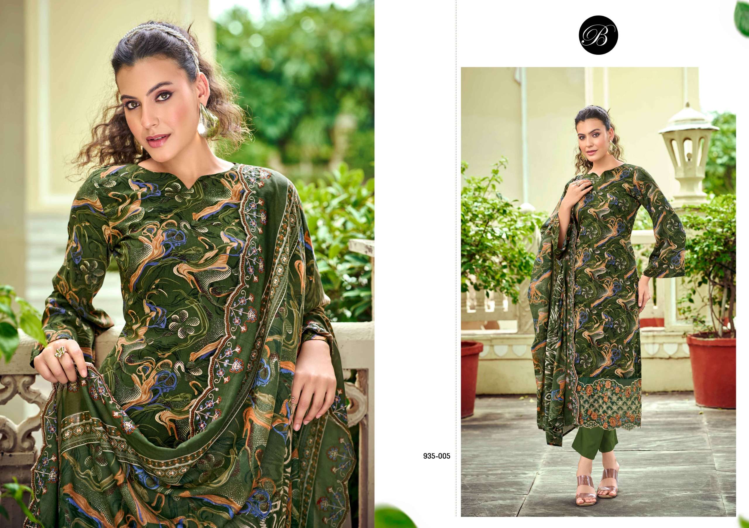 BELLIZA DESIGNER STUDIO SANJEEDA VISCOSE DIGITAL PRINT WITH EMBROIDERY WORK SUIT
