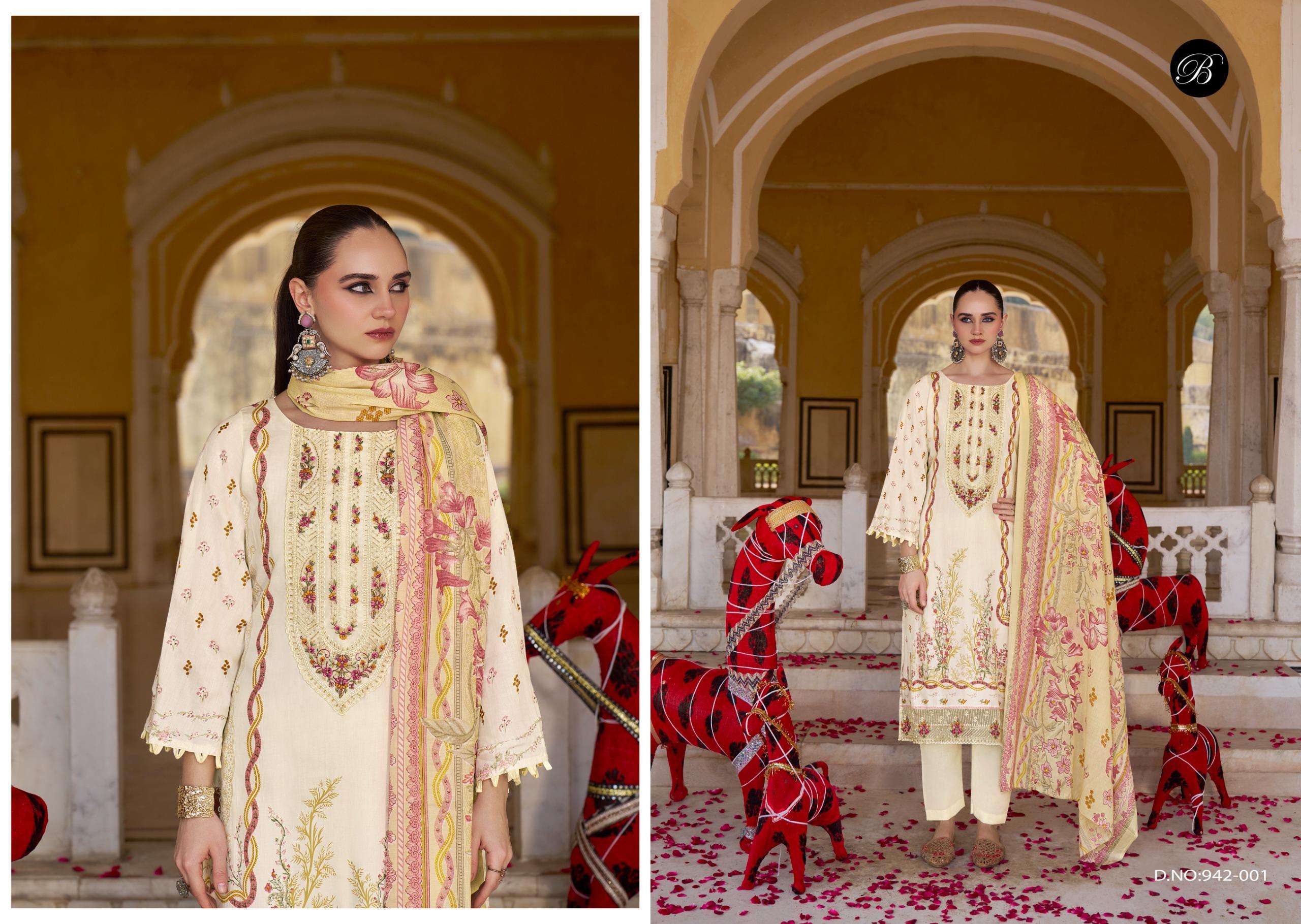 BELLIZA DESIGNER STUDIO SHAHIBA JAM COTTON DIGITAL PRINTS WITH FANCY WORK SUIT