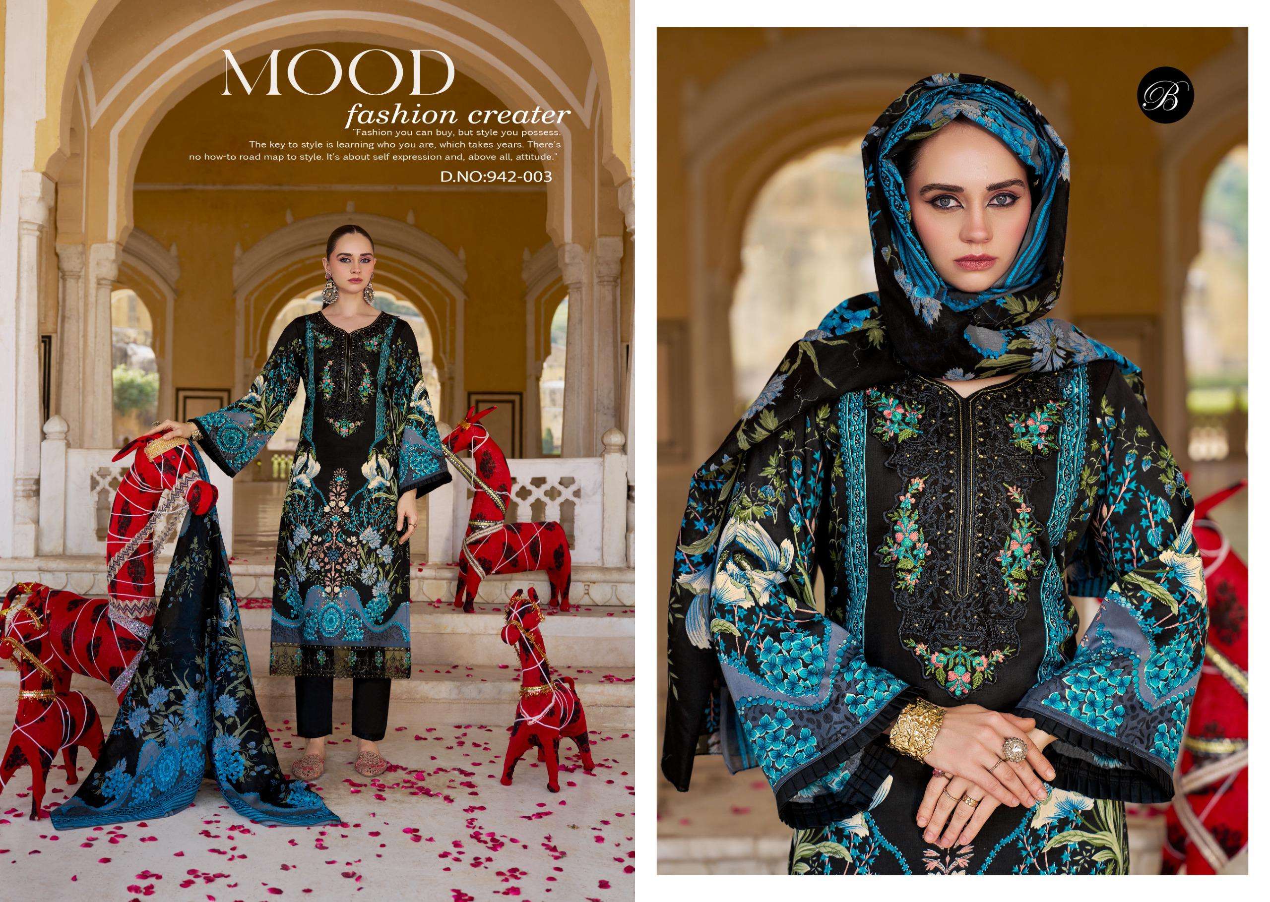 BELLIZA DESIGNER STUDIO SHAHIBA JAM COTTON DIGITAL PRINTS WITH FANCY WORK SUIT