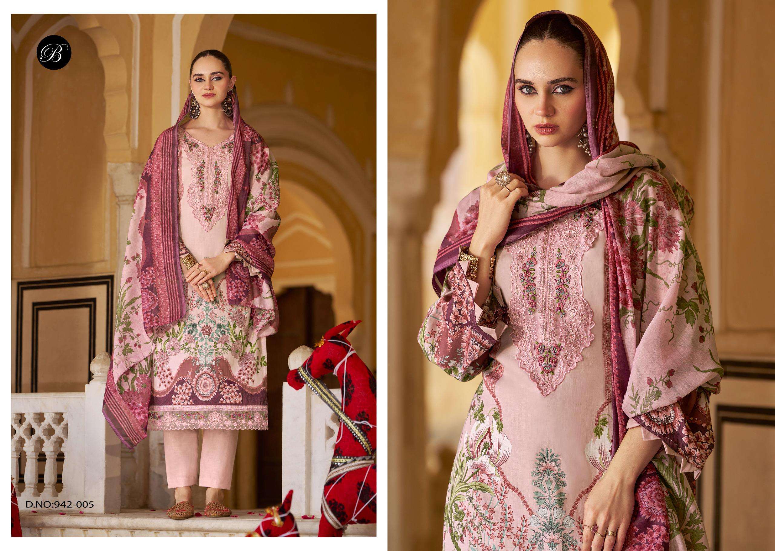 BELLIZA DESIGNER STUDIO SHAHIBA JAM COTTON DIGITAL PRINTS WITH FANCY WORK SUIT