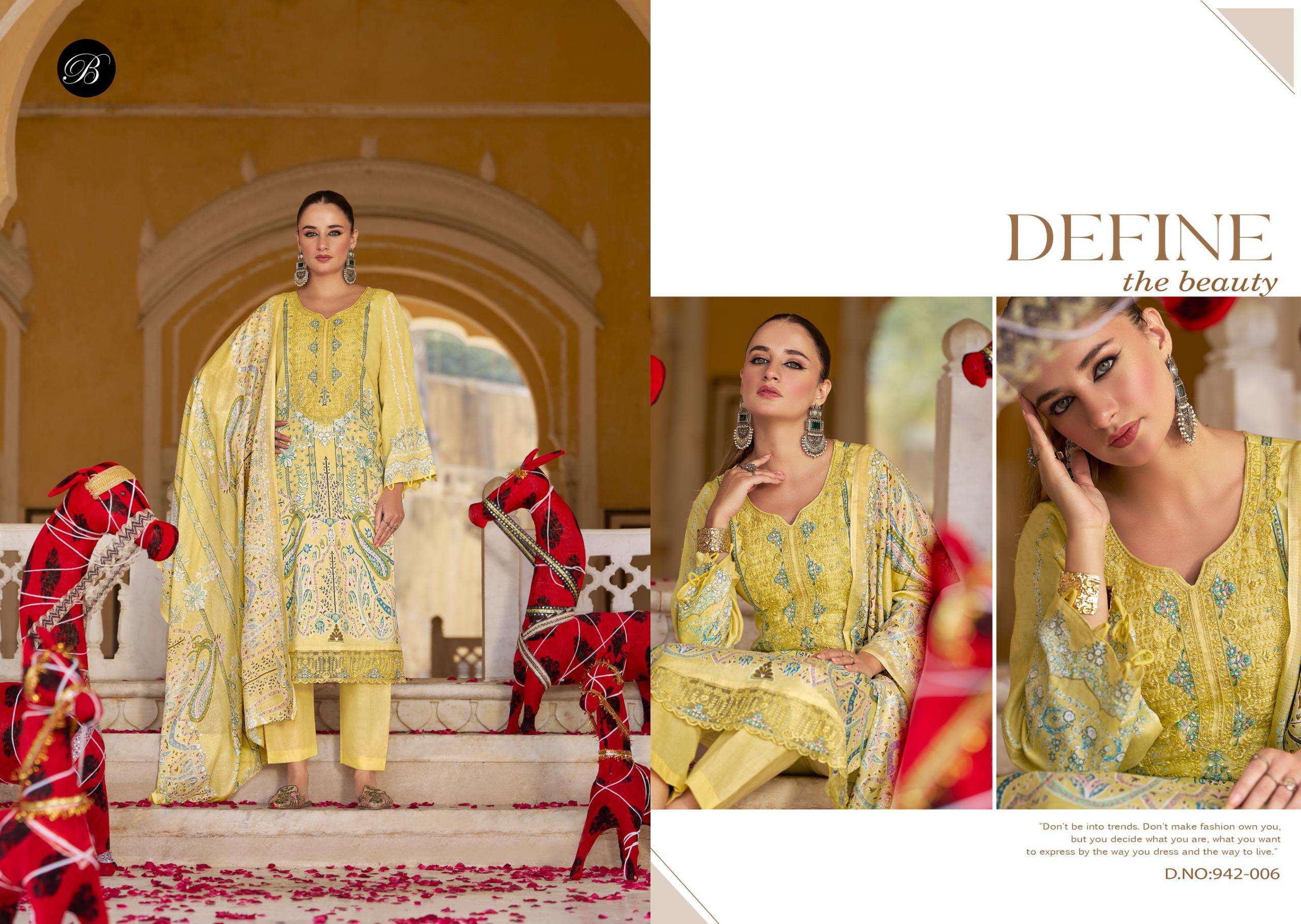 BELLIZA DESIGNER STUDIO SHAHIBA JAM COTTON DIGITAL PRINTS WITH FANCY WORK SUIT