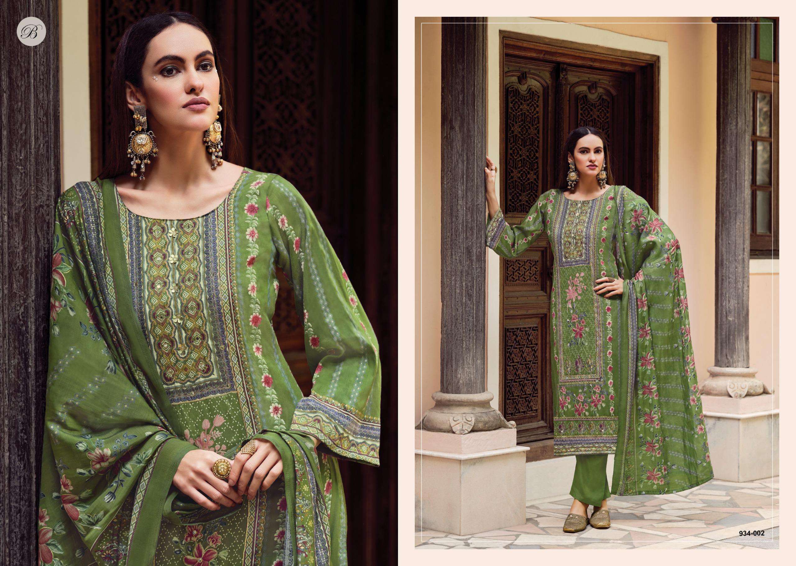 BELLIZA DESIGNER STUDIO SILVORA JAM COTTON DIGITAL PRINT WITH FANCY WORK SUIT