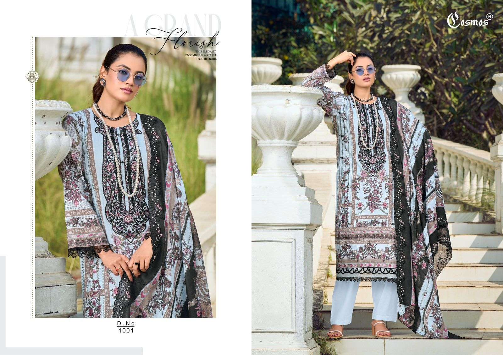 COSMOS FASHION NEEDLE IMPRESSIONS VOL 1 LAWN COTTON PATCH EMBROIDERY WORK SUIT