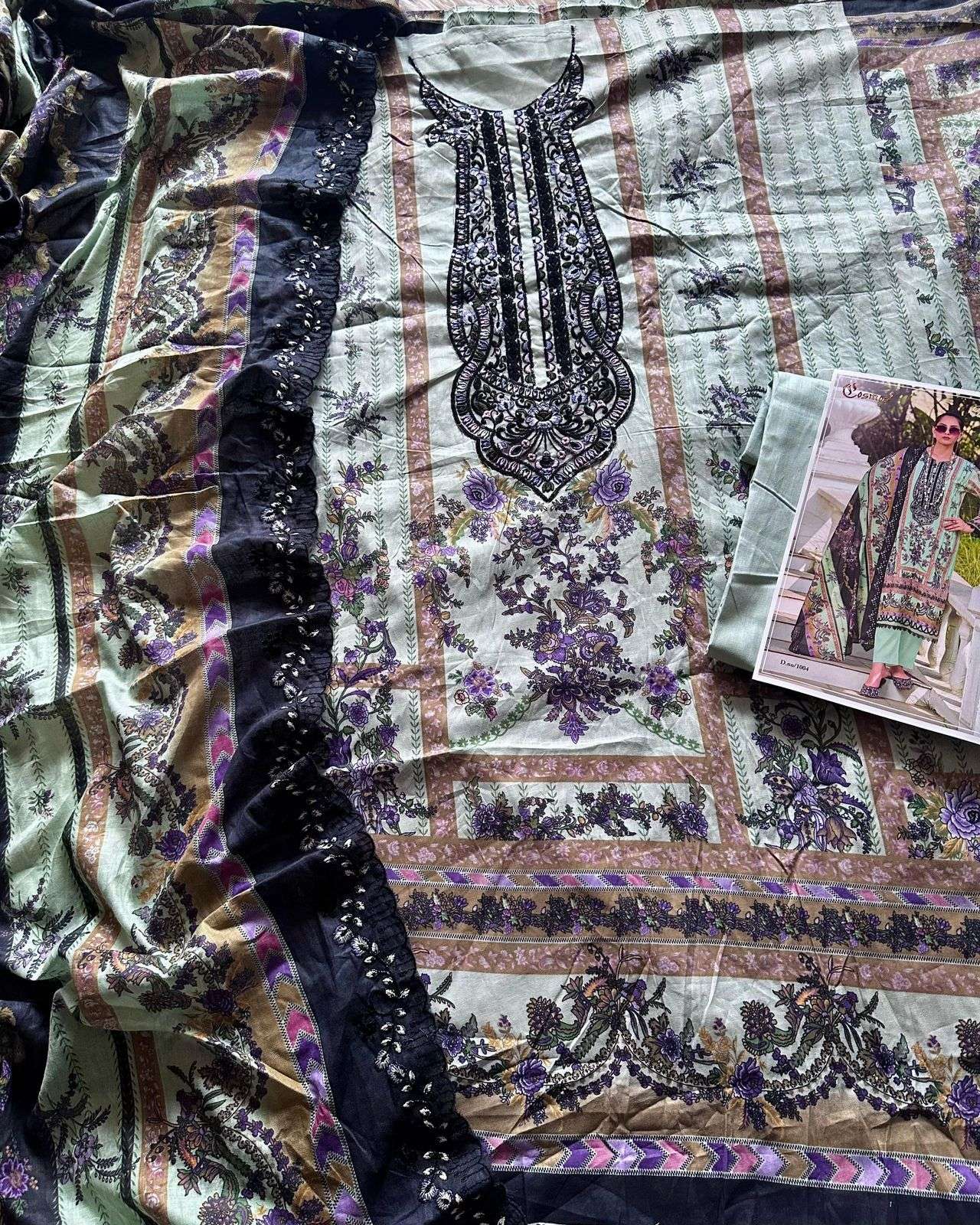 COSMOS FASHION NEEDLE IMPRESSIONS VOL 1 LAWN COTTON PATCH EMBROIDERY WORK SUIT