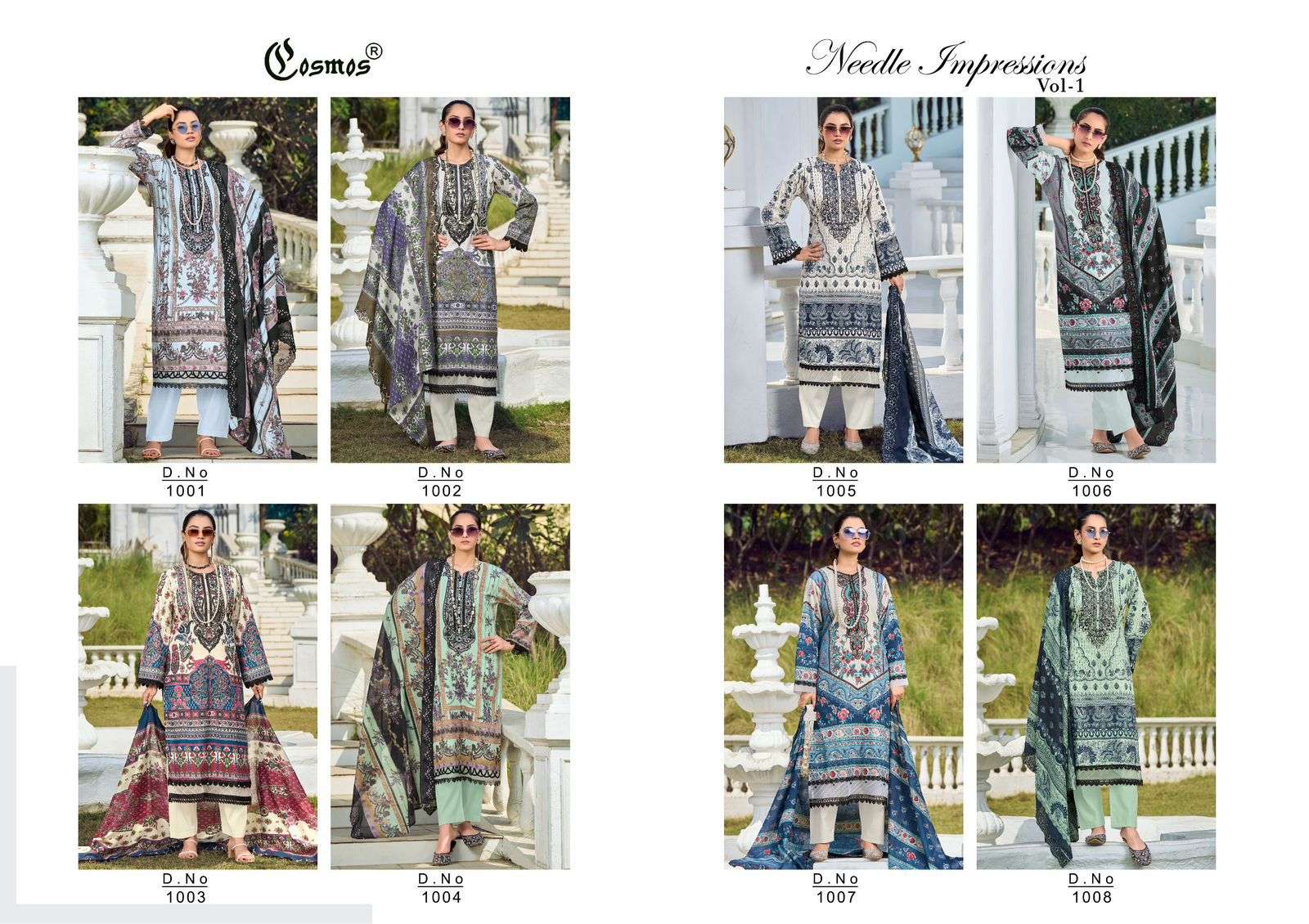 COSMOS FASHION NEEDLE IMPRESSIONS VOL 1 LAWN COTTON PATCH EMBROIDERY WORK SUIT