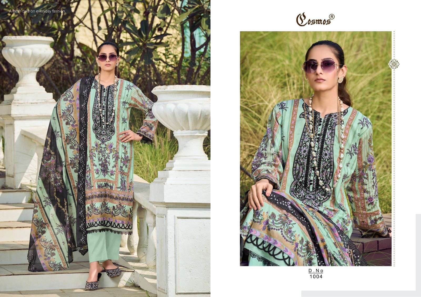 COSMOS FASHION NEEDLE IMPRESSIONS VOL 1 LAWN COTTON PATCH EMBROIDERY WORK SUIT