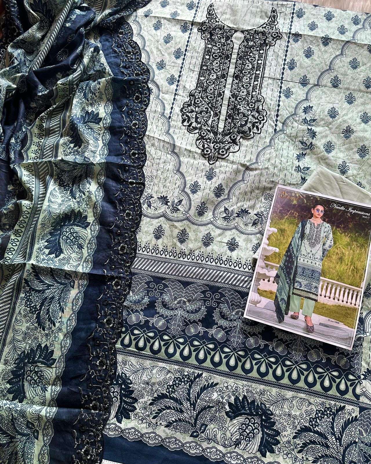 COSMOS FASHION NEEDLE IMPRESSIONS VOL 1 LAWN COTTON PATCH EMBROIDERY WORK SUIT