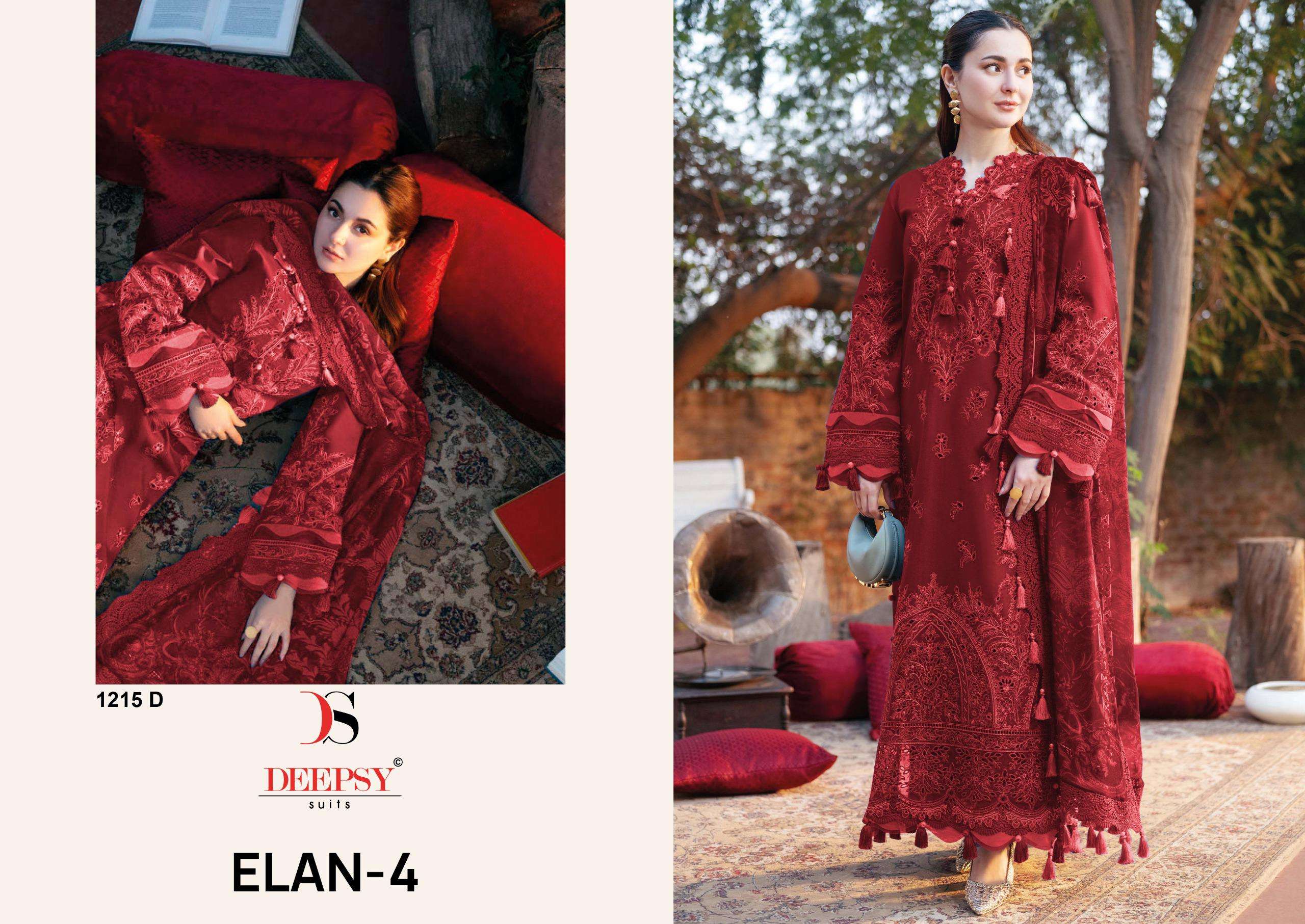 DEEPSY SUITS ELAN LAWN 25 VOL 4 HIT DESIGN 1215 COTTON HEAVY DESIGNER PAKISTANI SUITS 