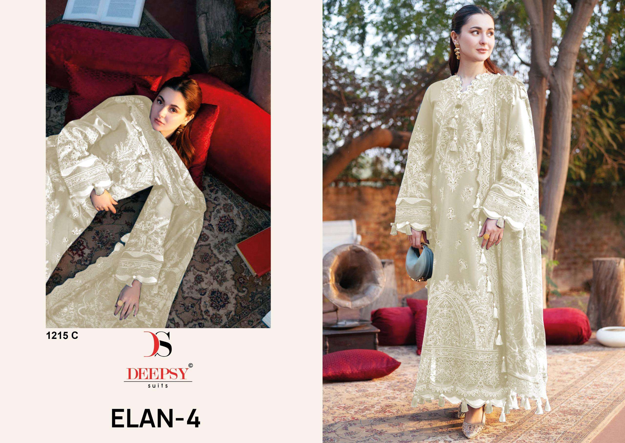 DEEPSY SUITS ELAN LAWN 25 VOL 4 HIT DESIGN 1215 COTTON HEAVY DESIGNER PAKISTANI SUITS 