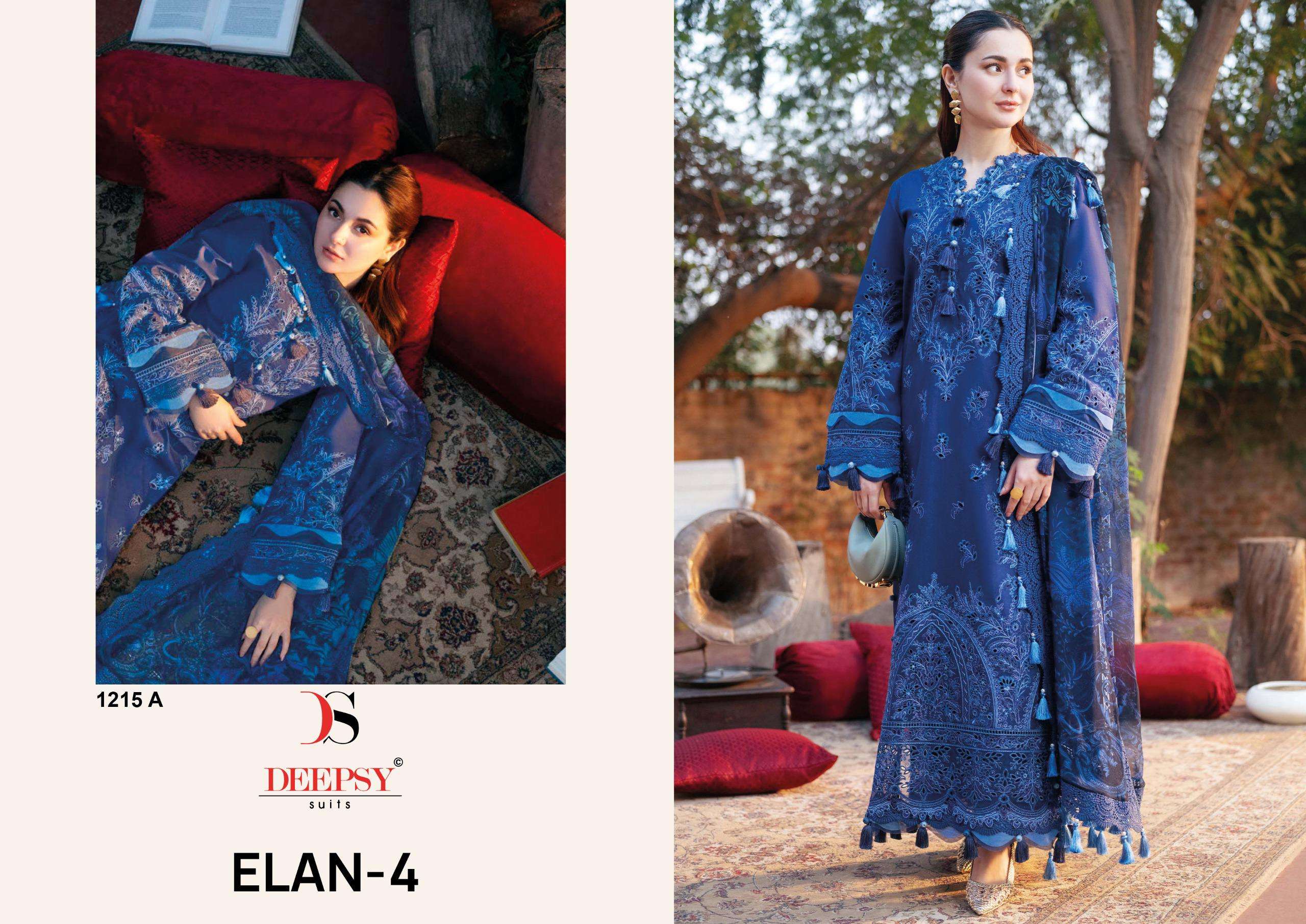 DEEPSY SUITS ELAN LAWN 25 VOL 4 HIT DESIGN 1215 COTTON HEAVY DESIGNER PAKISTANI SUITS 