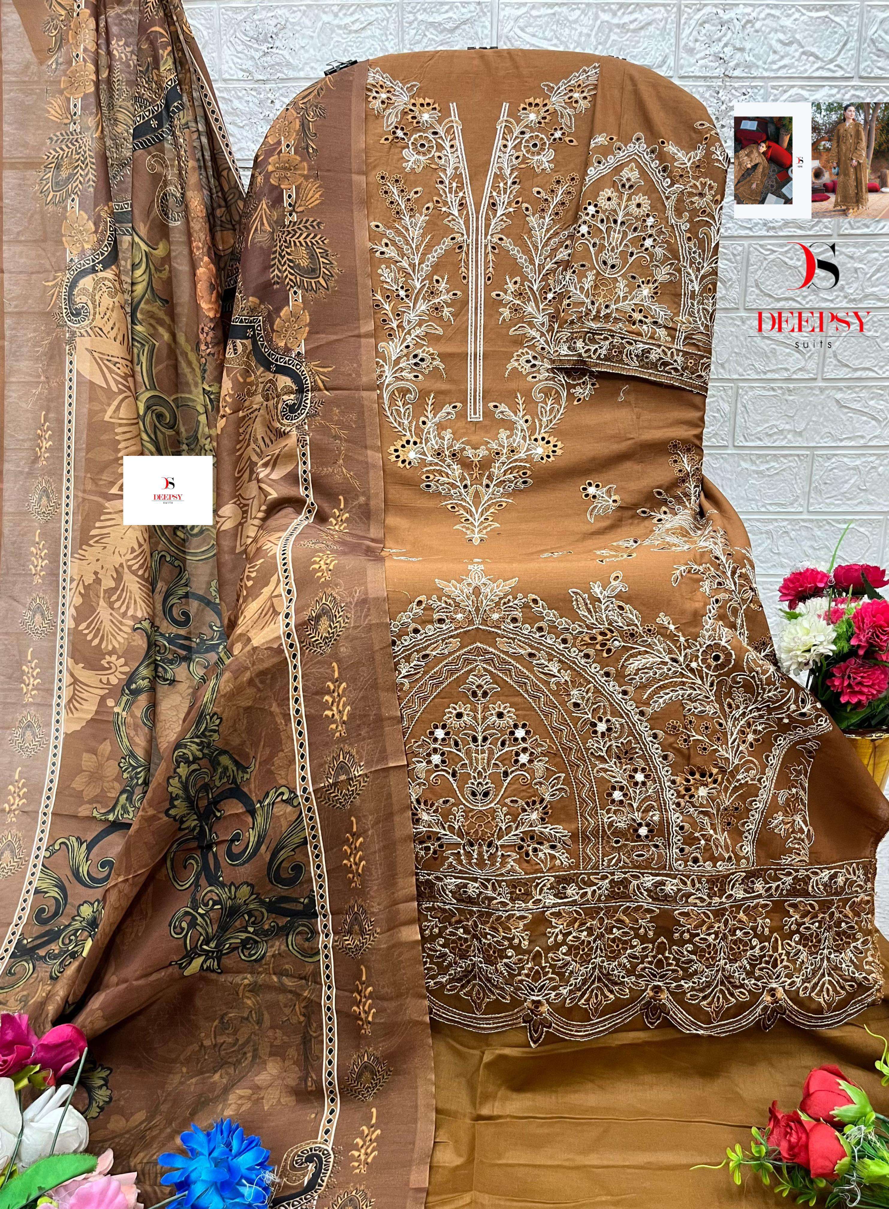 DEEPSY SUITS ELAN LAWN 25 VOL 4 HIT DESIGN 1215 COTTON HEAVY DESIGNER PAKISTANI SUITS 
