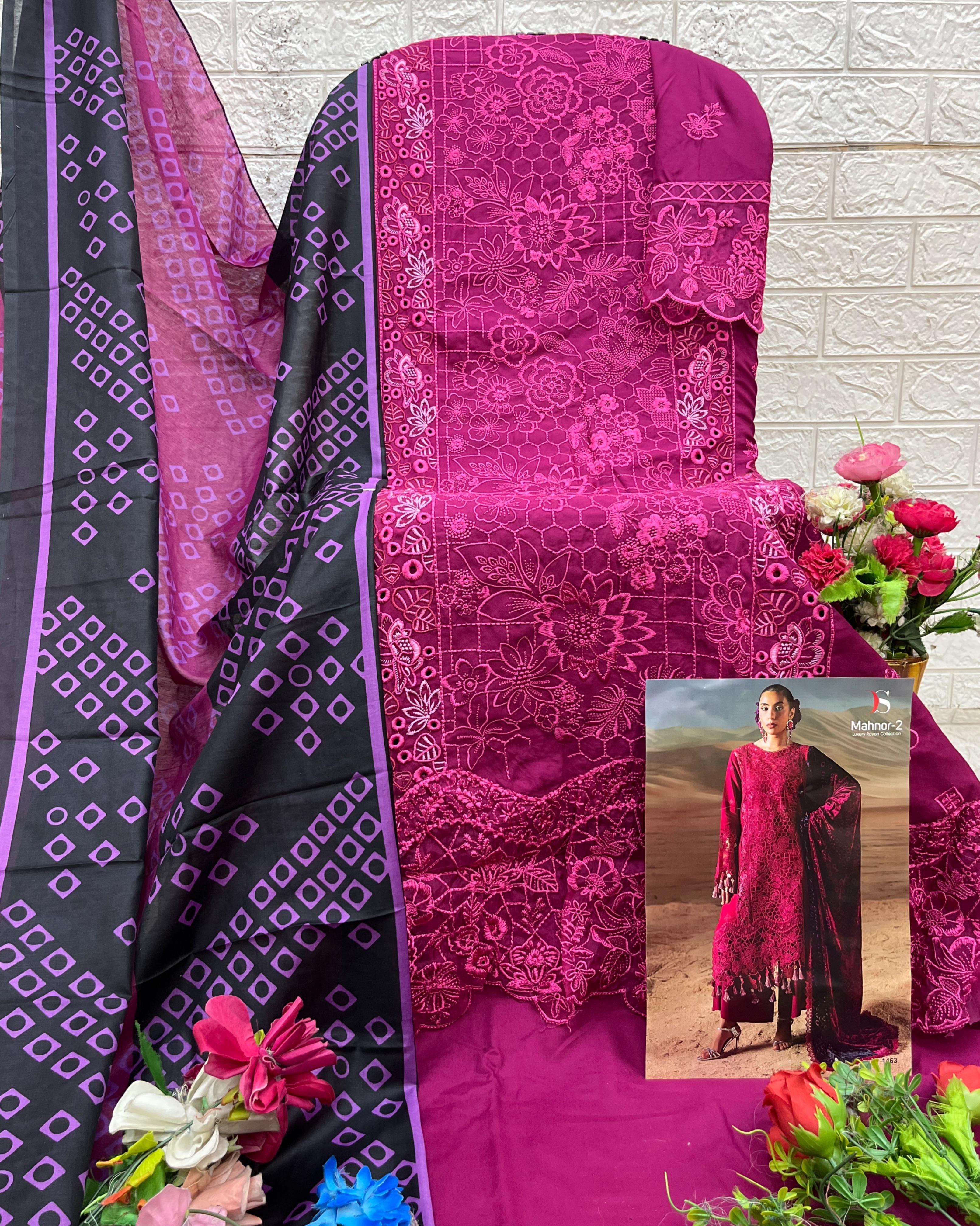 DEEPSY SUITS MAHNOR VOL 2 RAYON COTTON EMBROIDERY DESIGNER PAKISTANI SUIT