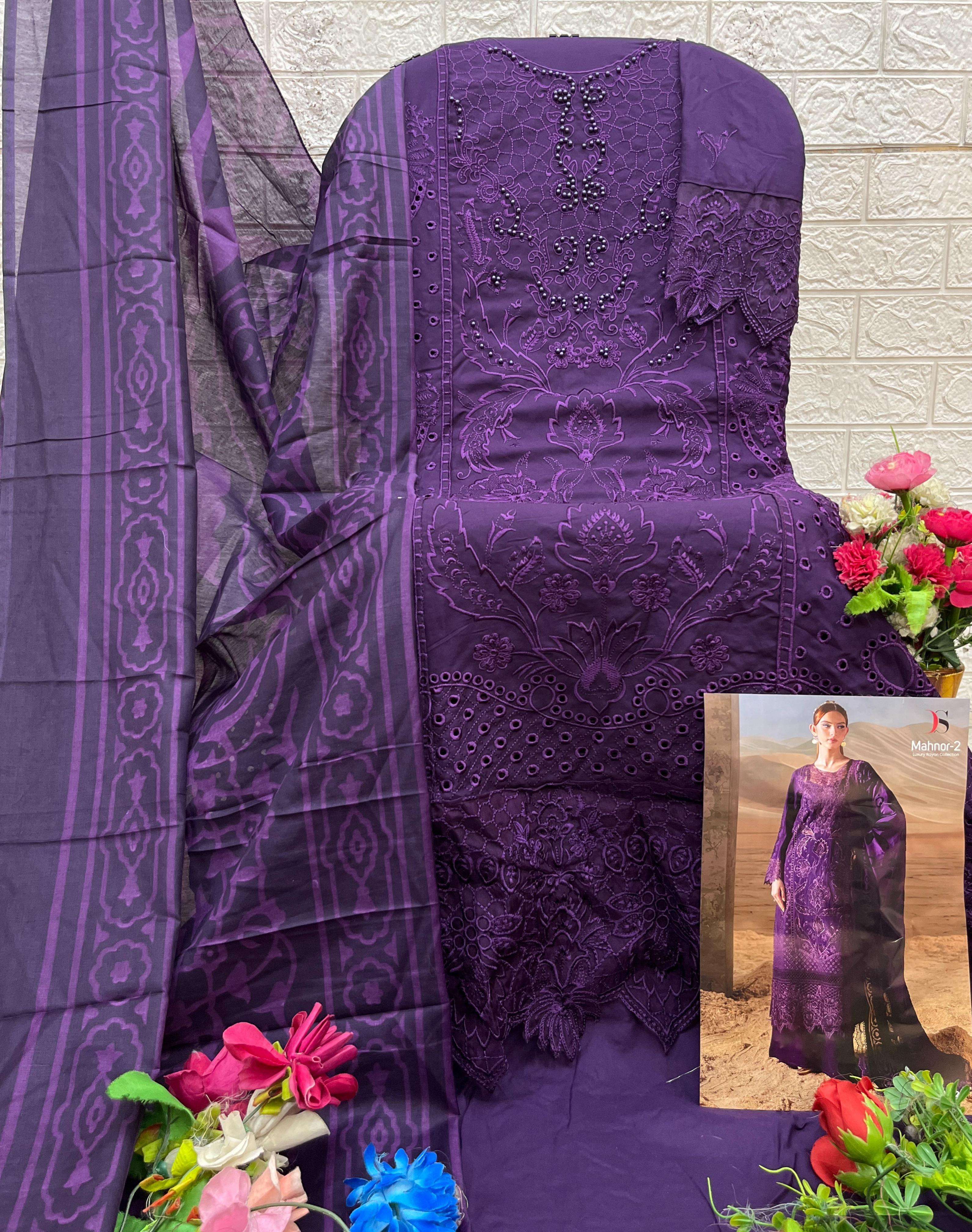 DEEPSY SUITS MAHNOR VOL 2 RAYON COTTON EMBROIDERY DESIGNER PAKISTANI SUIT