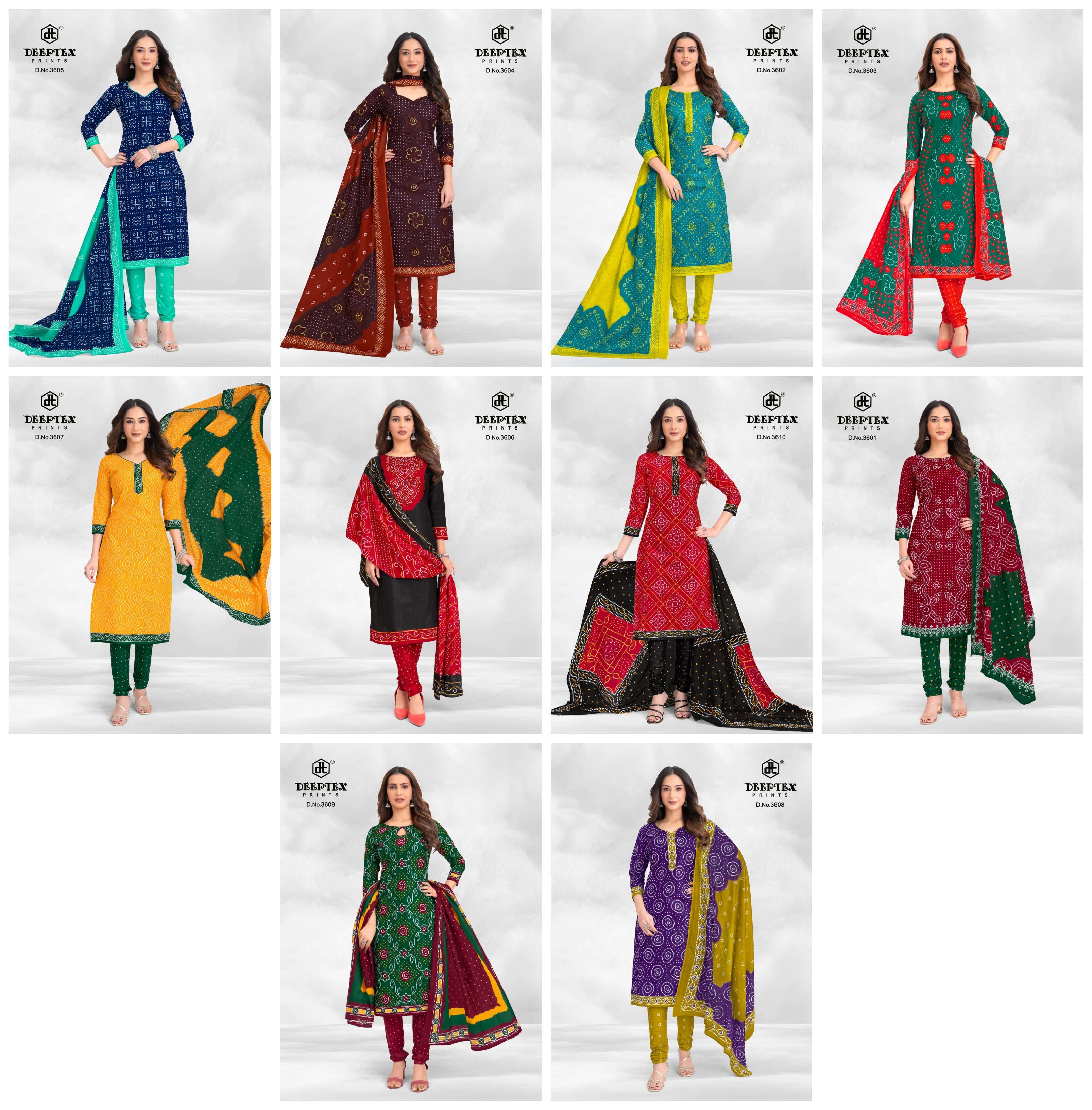 DEEPTEX PRINTS CLASSIC CHUNARIS VOL 36 COTTON BANDHANI PRINT DRESS