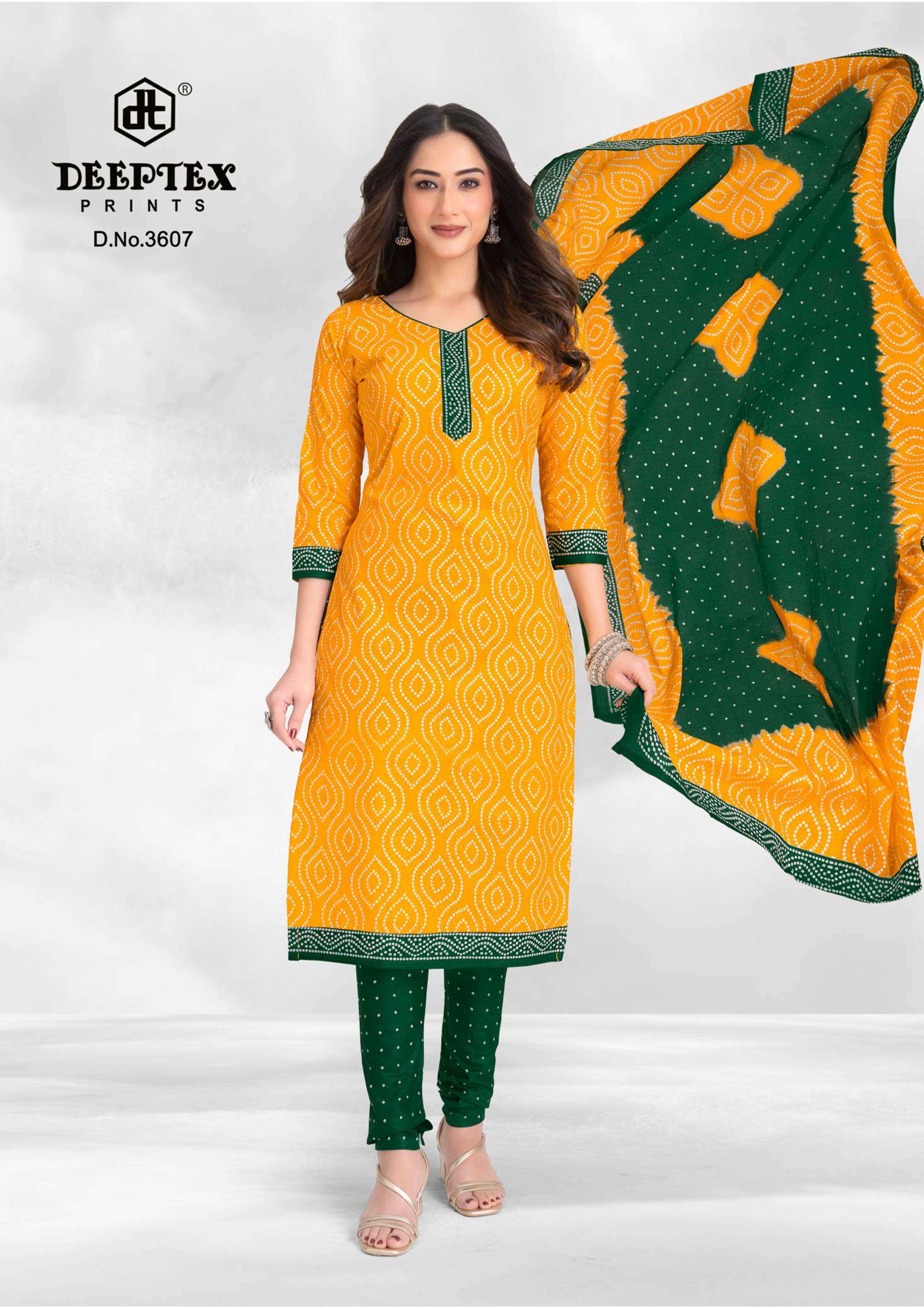 DEEPTEX PRINTS CLASSIC CHUNARIS VOL 36 COTTON BANDHANI PRINT DRESS
