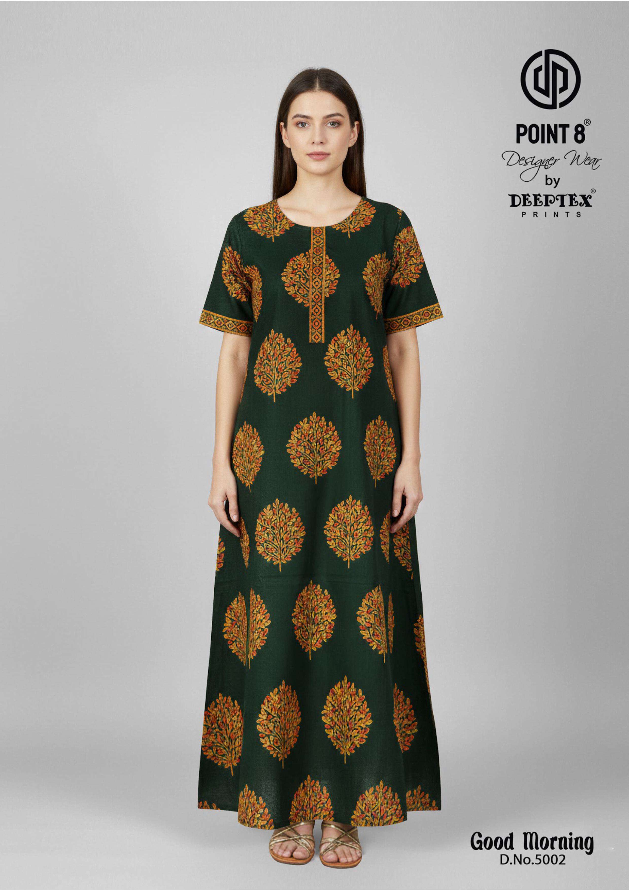 DEEPTEX PRINTS GOOD MORNING VOL 5 COTTON PRINTED LADIES NIGHT WEAR GOWN 