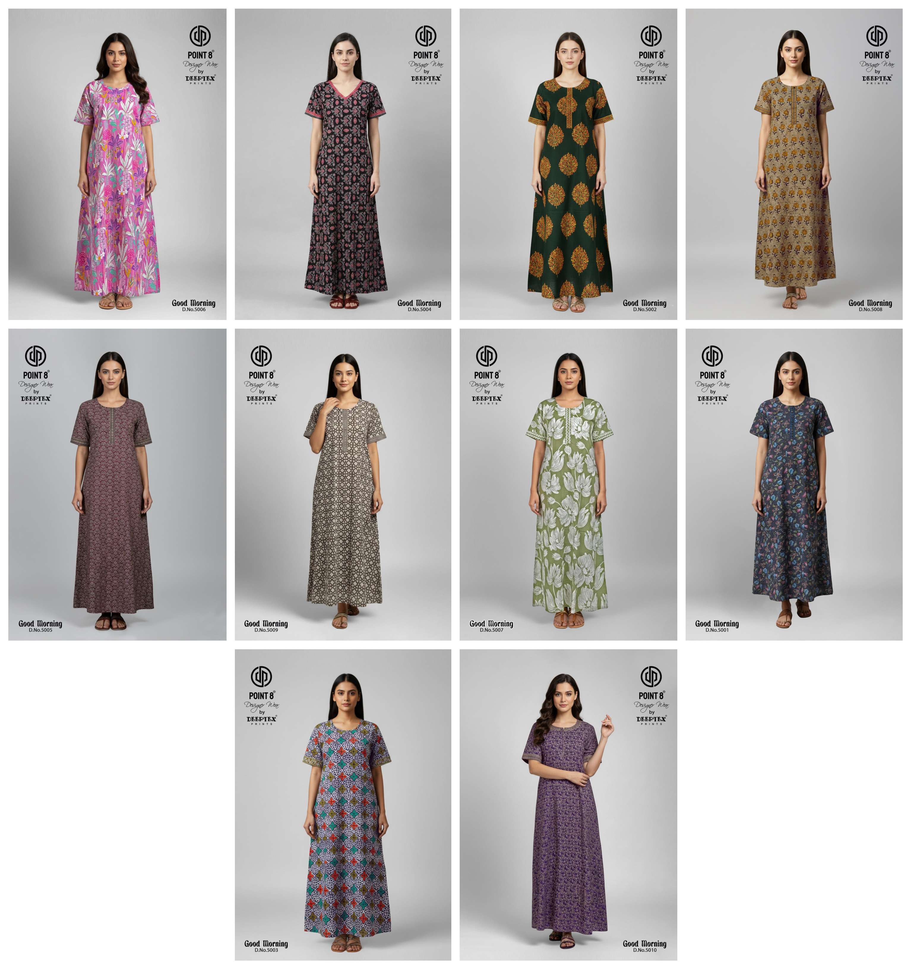 DEEPTEX PRINTS GOOD MORNING VOL 5 COTTON PRINTED LADIES NIGHT WEAR GOWN 