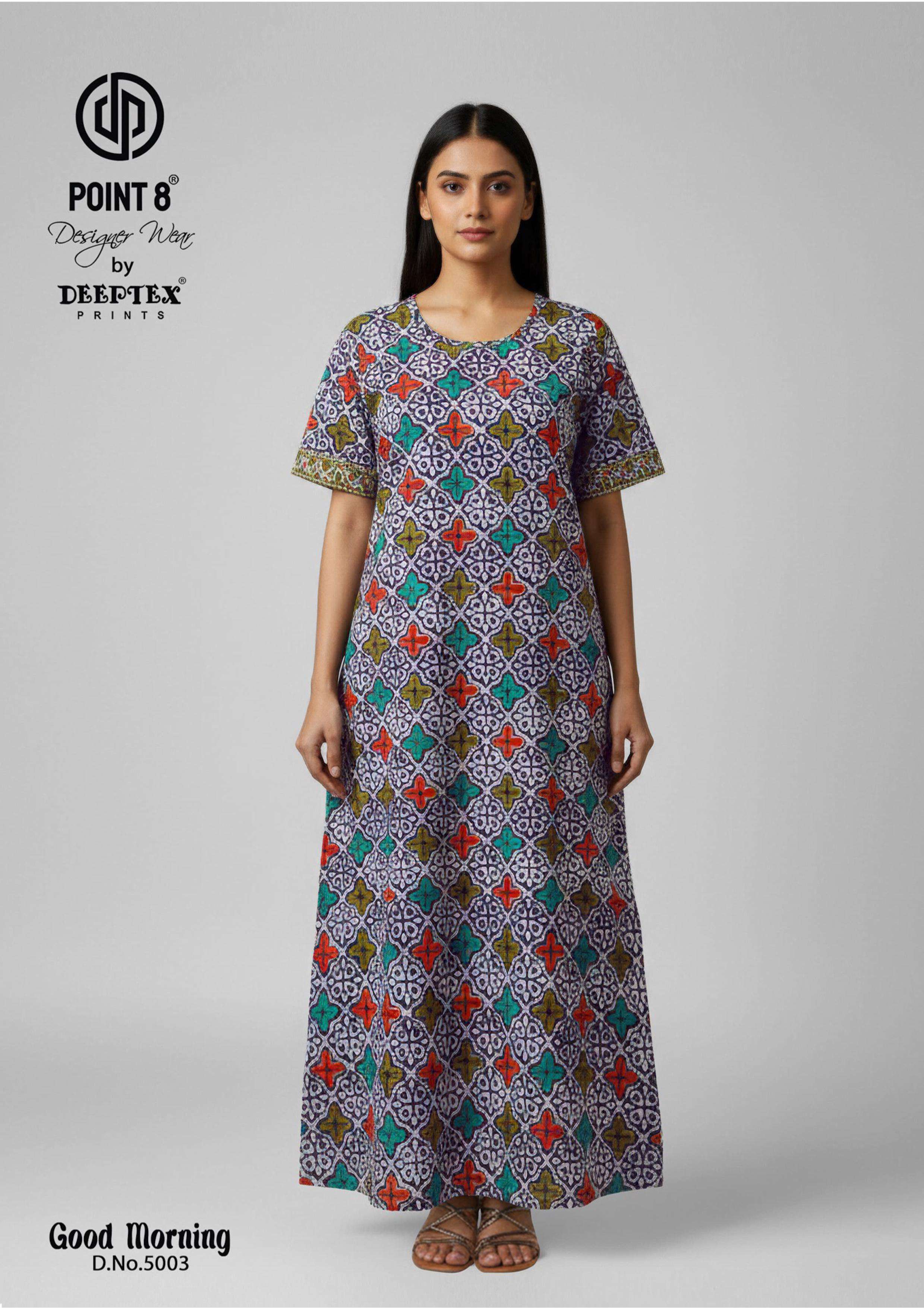 DEEPTEX PRINTS GOOD MORNING VOL 5 COTTON PRINTED LADIES NIGHT WEAR GOWN 
