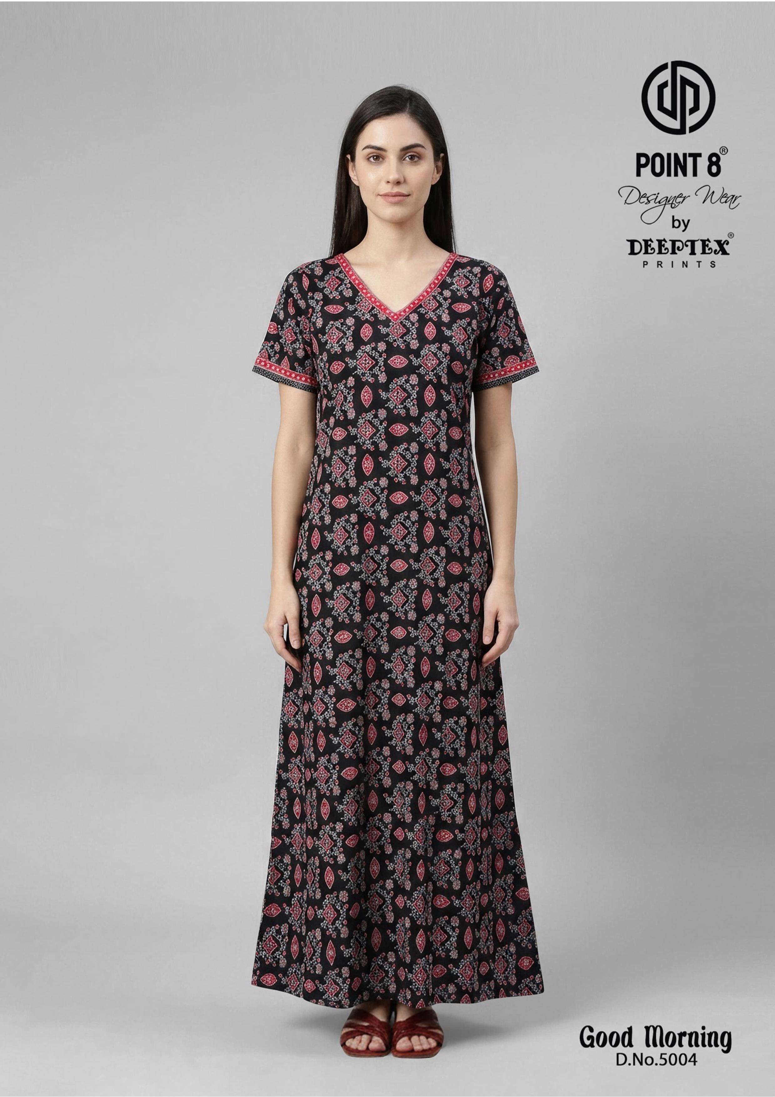 DEEPTEX PRINTS GOOD MORNING VOL 5 COTTON PRINTED LADIES NIGHT WEAR GOWN 