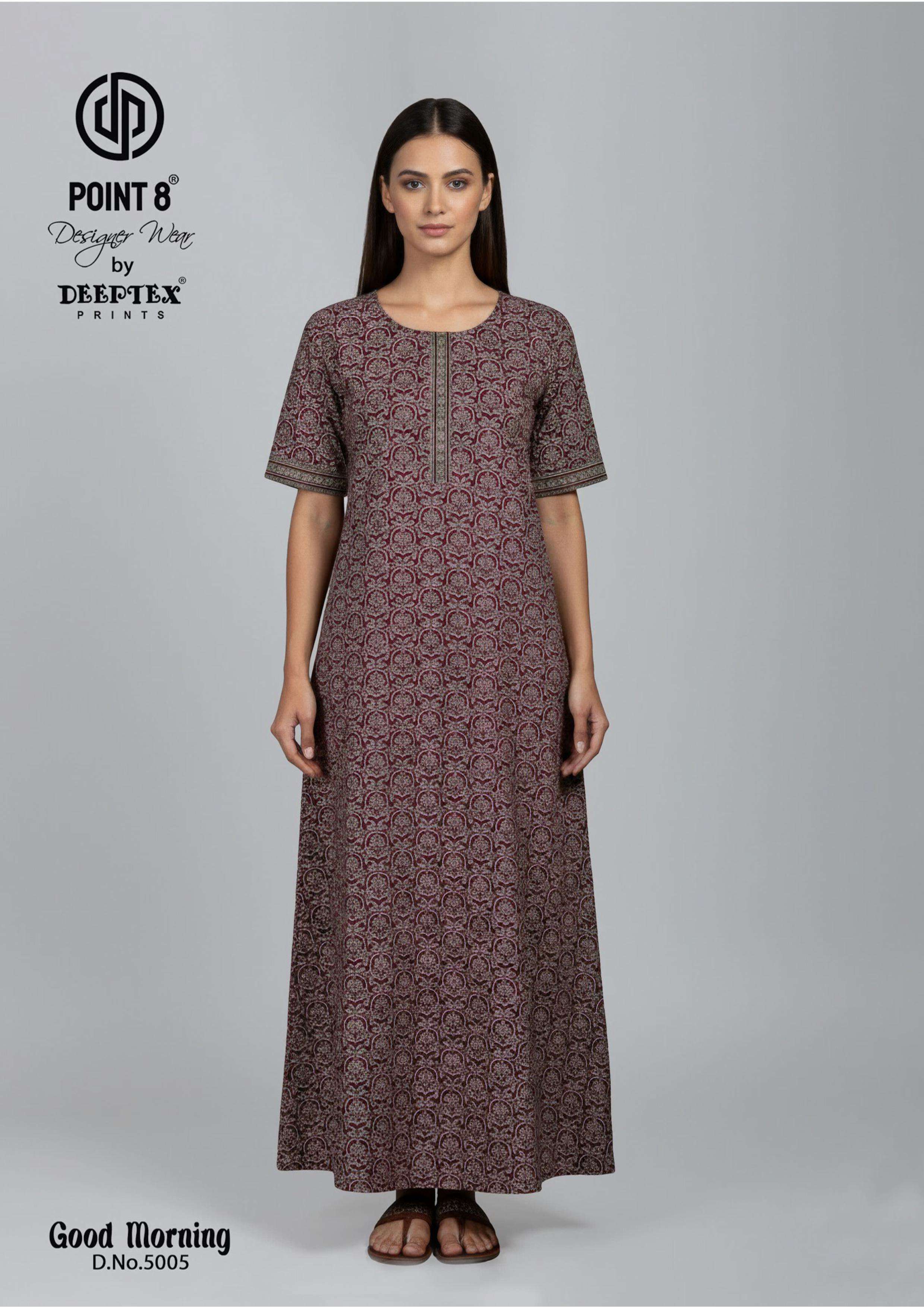 DEEPTEX PRINTS GOOD MORNING VOL 5 COTTON PRINTED LADIES NIGHT WEAR GOWN 