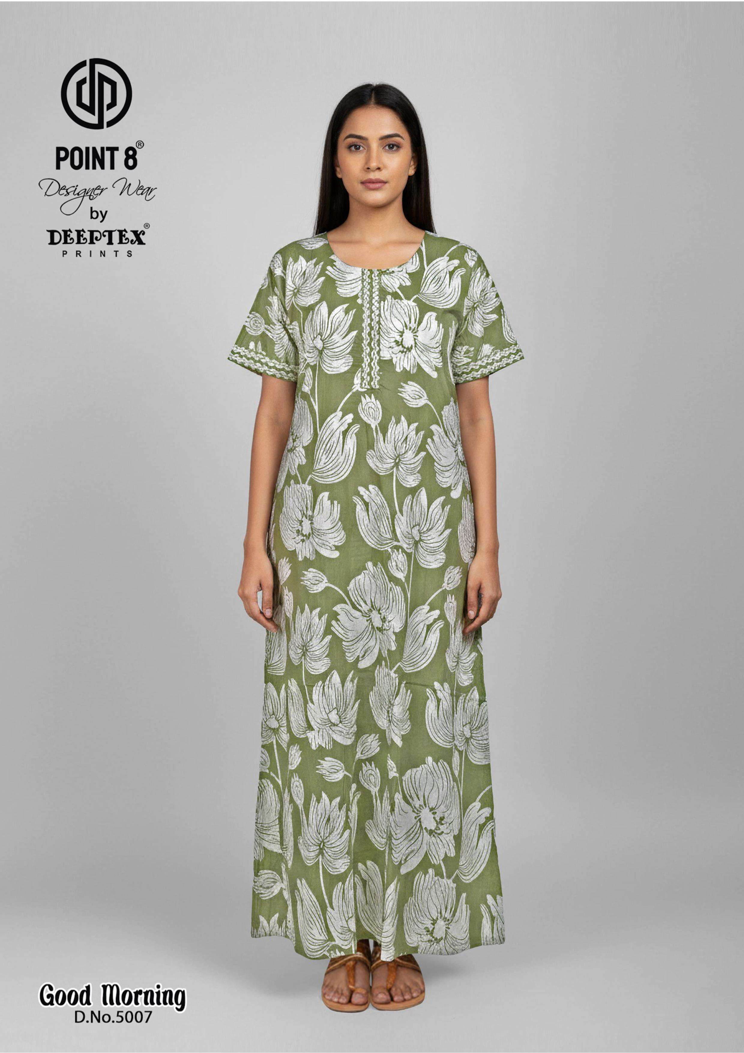 DEEPTEX PRINTS GOOD MORNING VOL 5 COTTON PRINTED LADIES NIGHT WEAR GOWN 