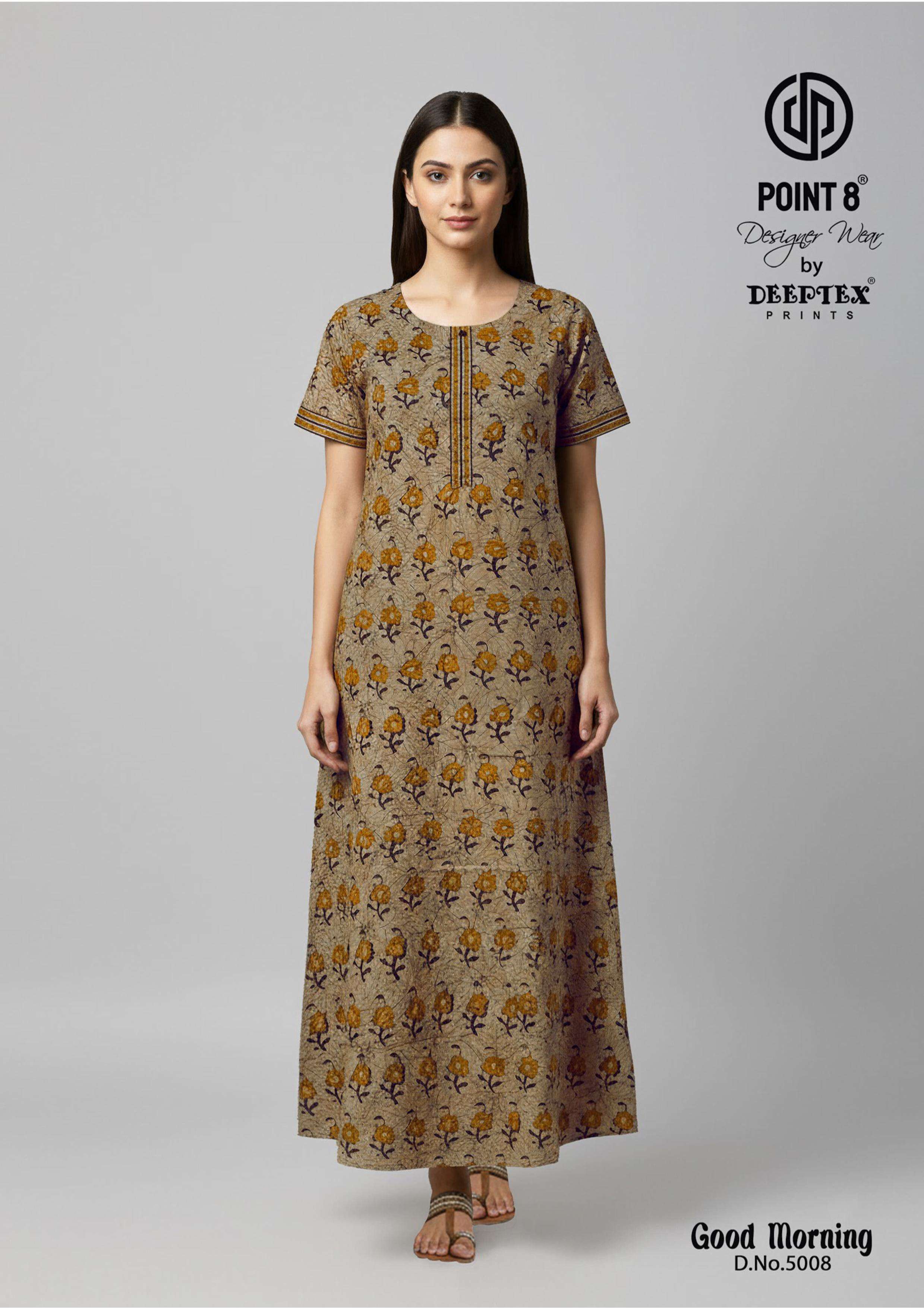 DEEPTEX PRINTS GOOD MORNING VOL 5 COTTON PRINTED LADIES NIGHT WEAR GOWN 