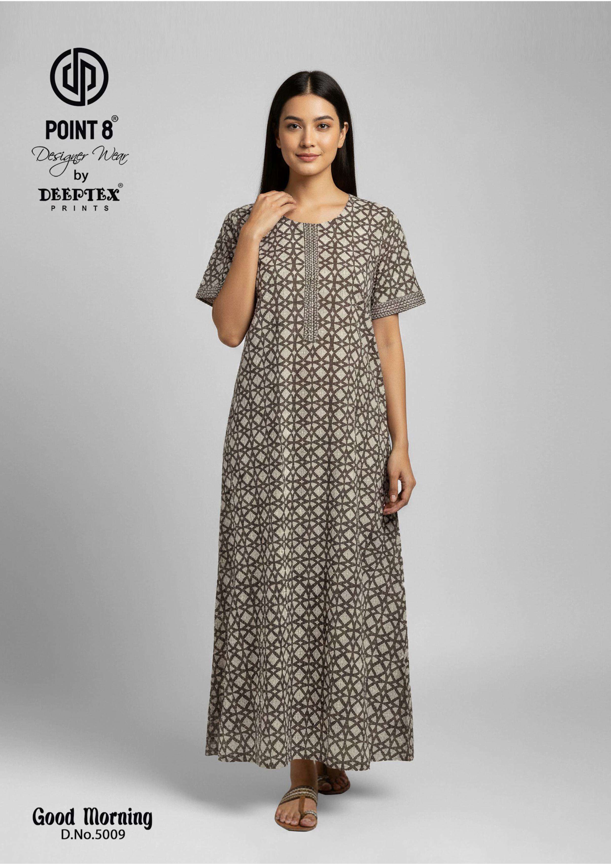 DEEPTEX PRINTS GOOD MORNING VOL 5 COTTON PRINTED LADIES NIGHT WEAR GOWN 