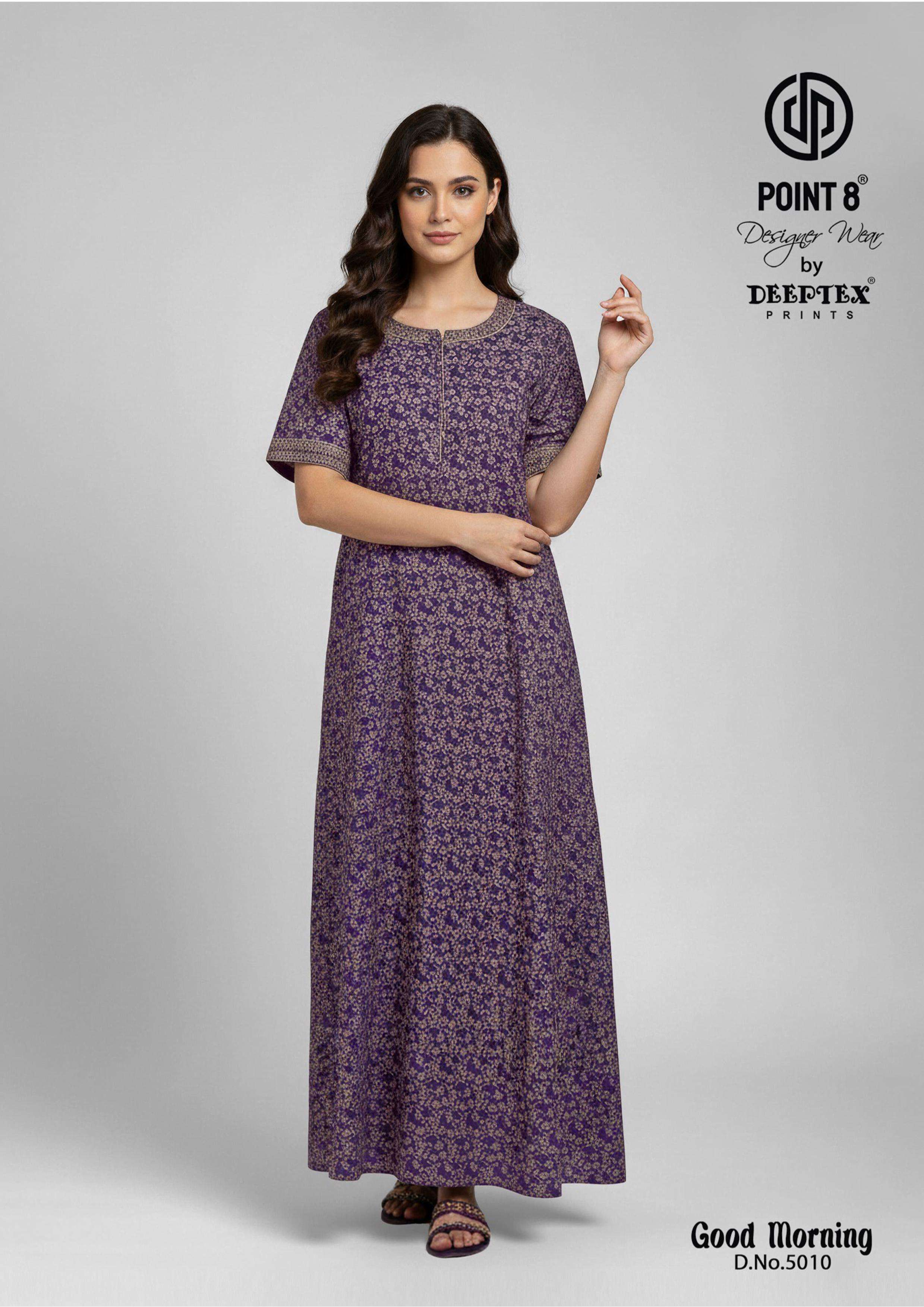 DEEPTEX PRINTS GOOD MORNING VOL 5 COTTON PRINTED LADIES NIGHT WEAR GOWN 