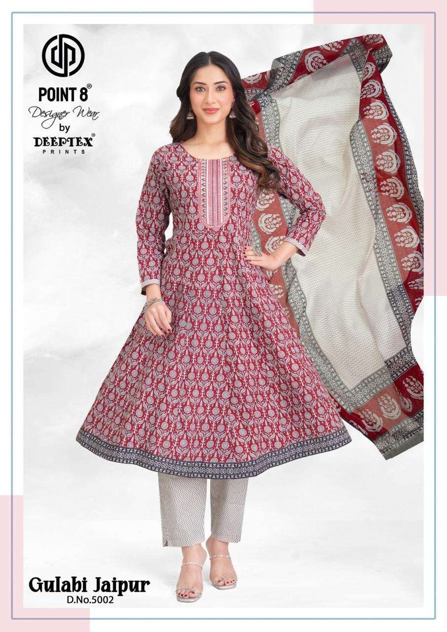 DEEPTEX PRINTS GULABI JAIPURI VOL 5 ANARKALI STYLE KURTI BOTTOM AND DUPATTA SET