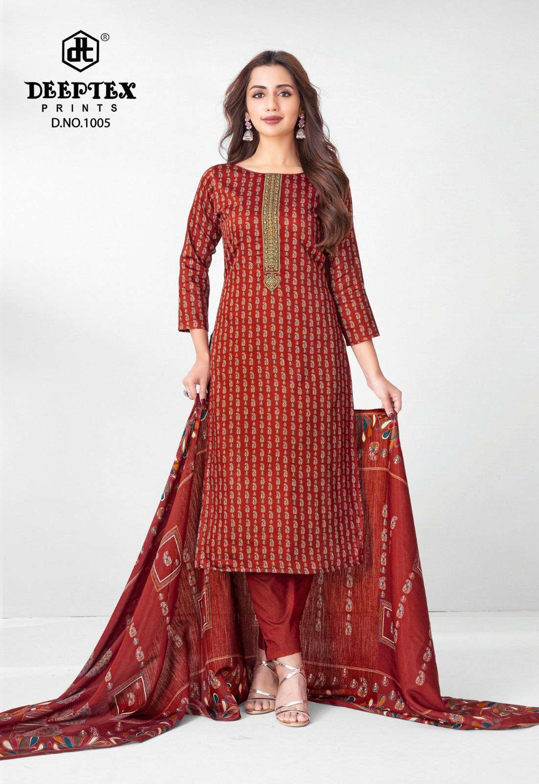 DEEPTEX PRINTS MAUSAMI JAM SATIN PRINT WITH FANCY WORK SUIT