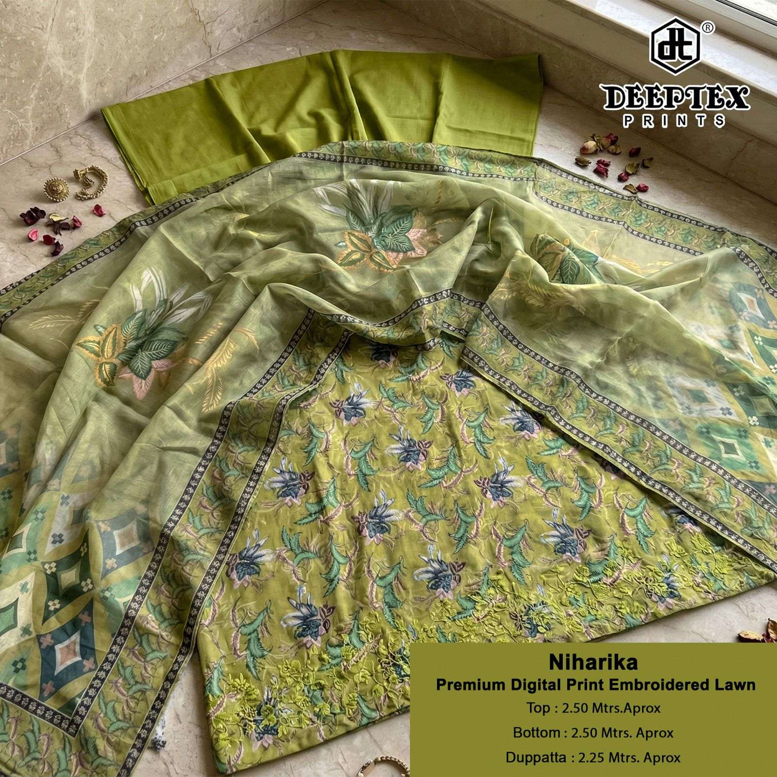 DEEPTEX PRINTS NIHARIKA LAWN COTTON DIGITAL PRINT WITH FANCY WORK SUITS 