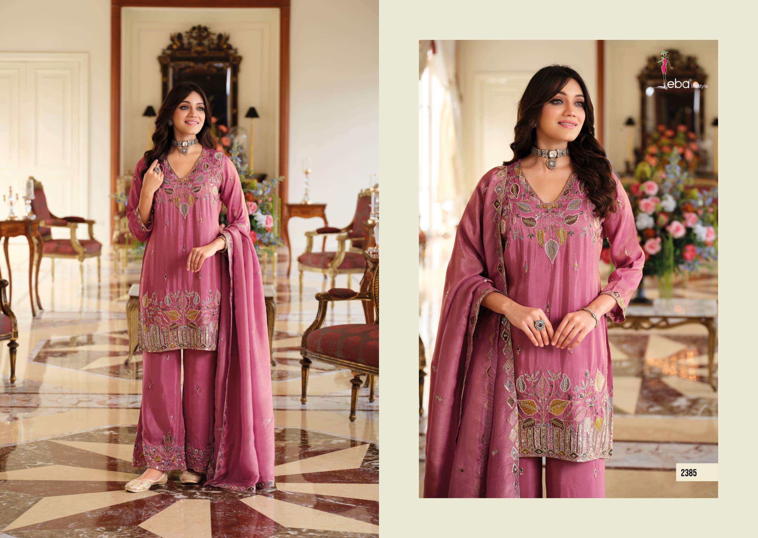 EBA LIFESTYLE CHAHAT VOL 1 SIMER FABRIC HEAVY EMBROIDERY DESIGNER FESTIVE WEAR SUIT