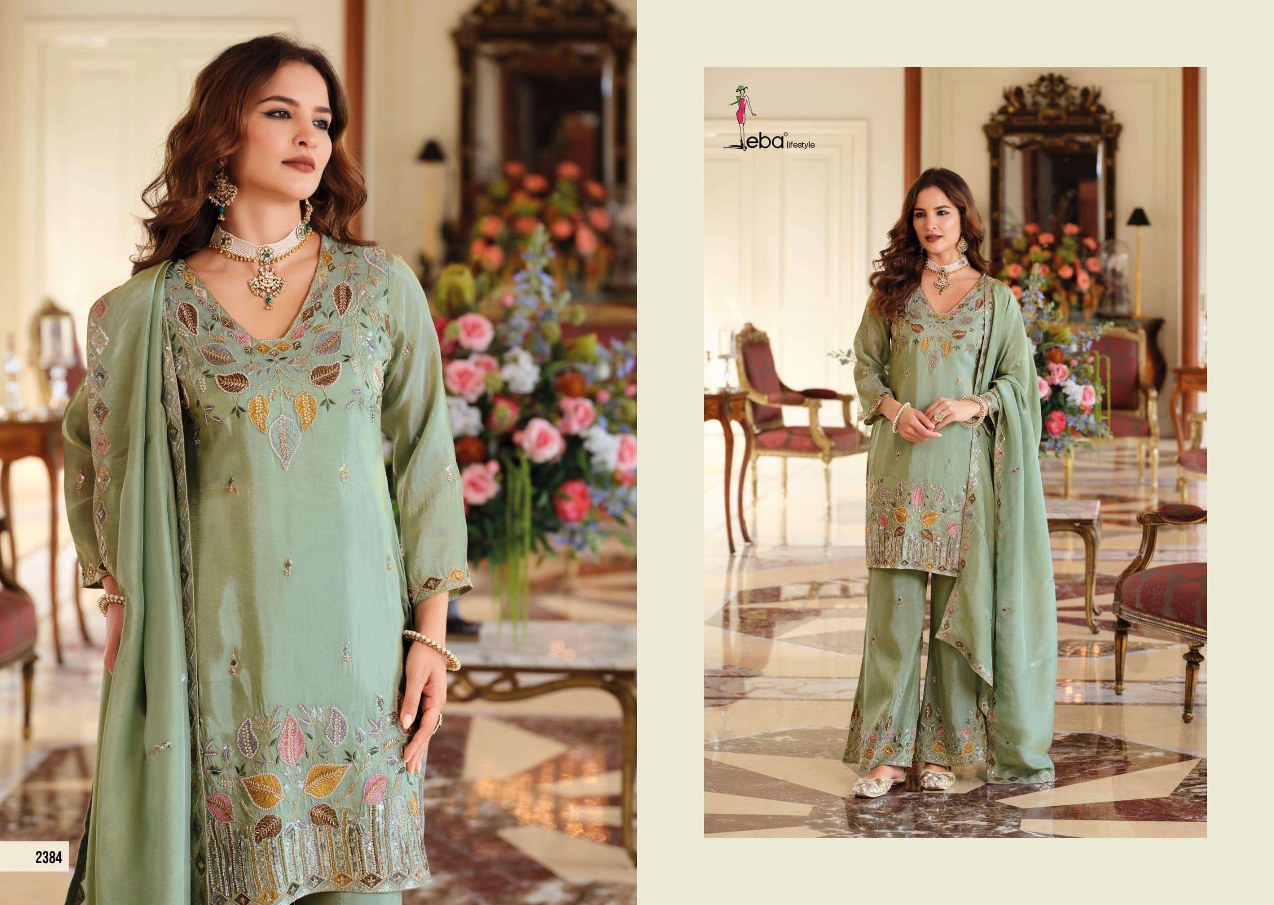 EBA LIFESTYLE CHAHAT VOL 1 SIMER FABRIC HEAVY EMBROIDERY DESIGNER FESTIVE WEAR SUIT