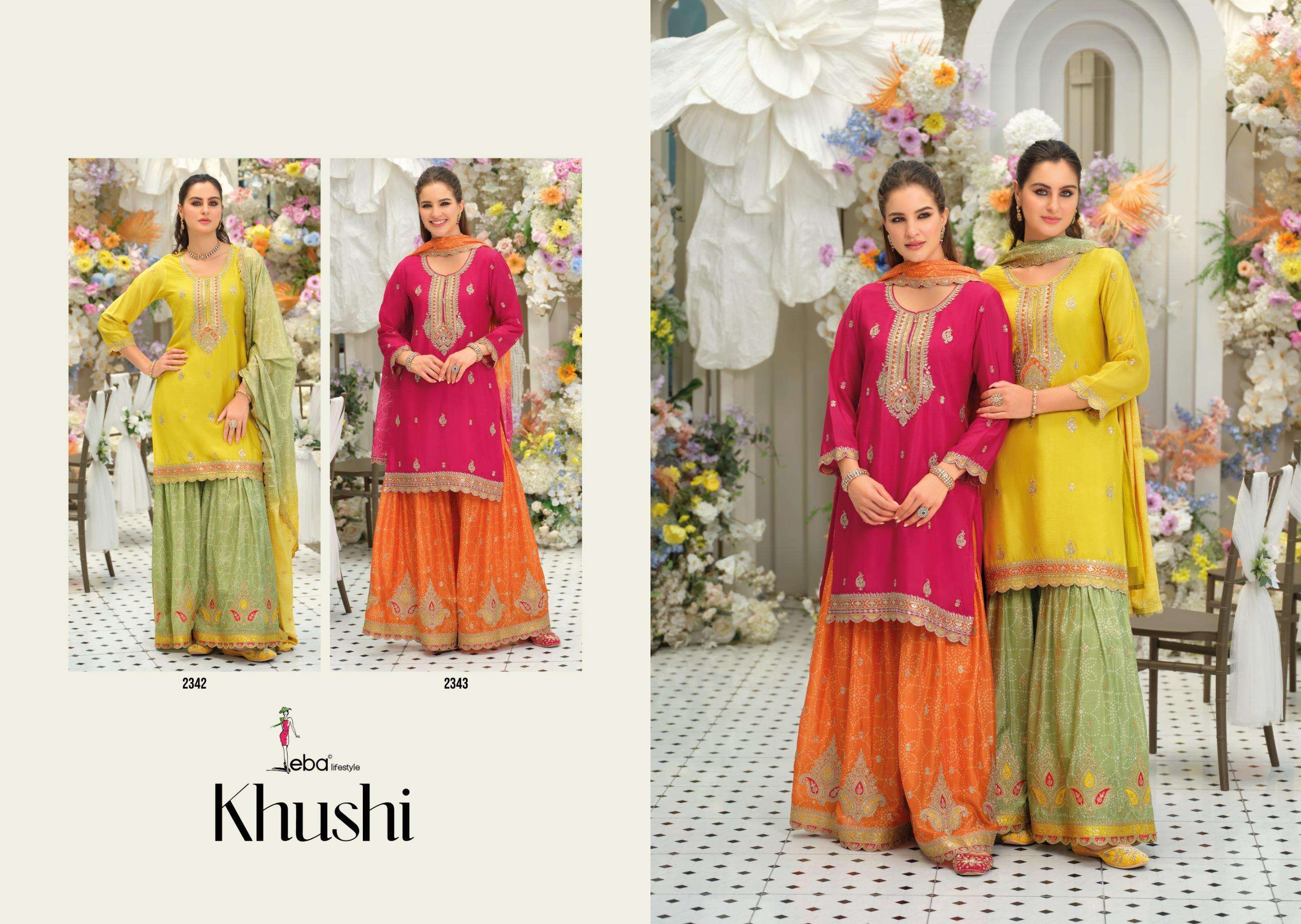 EBA LIFESTYLE KHUSHI HEAVY EMBROIDERED DESIGNER FESTIVE WEAR LADIES SUIT