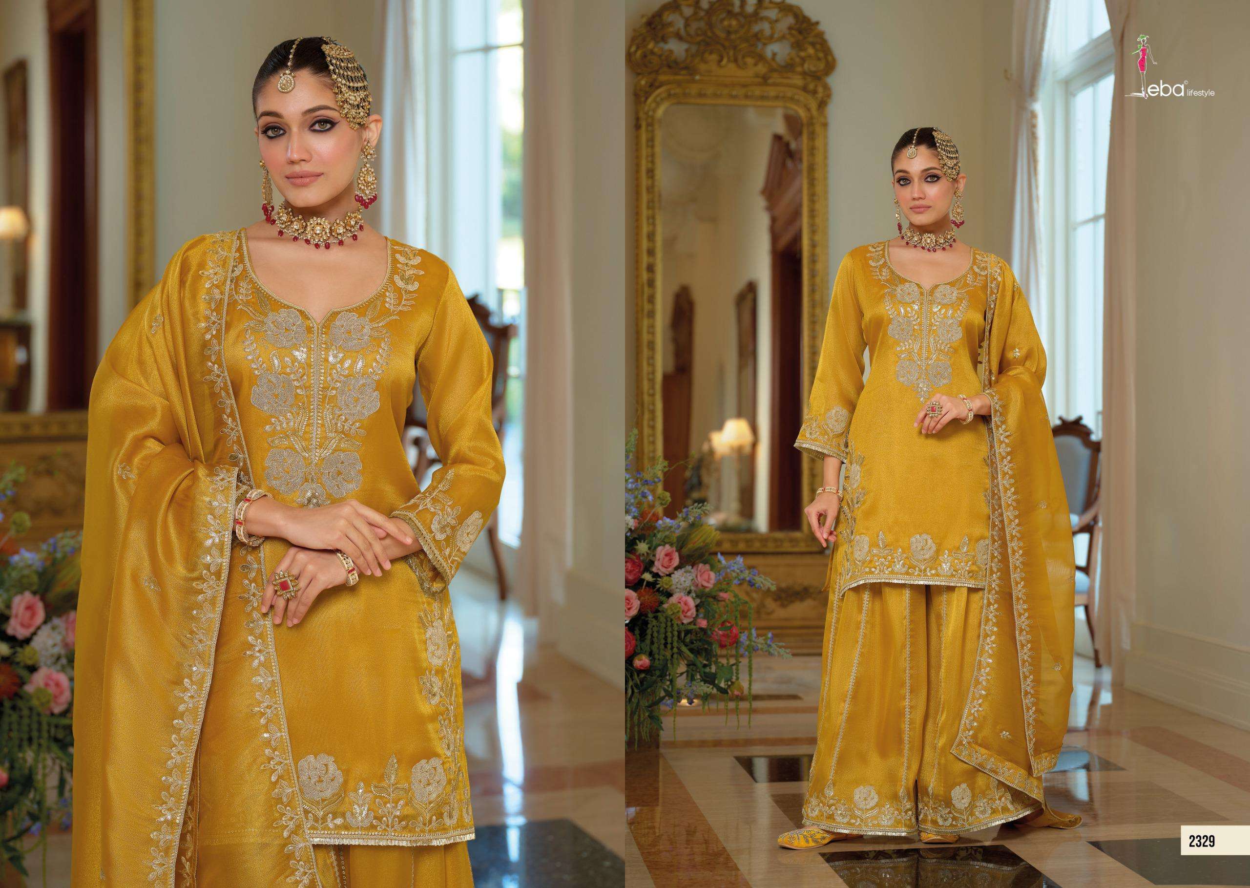 EBA LIFESTYLE NOORJAHAN HEAVY EMBROIDERY DESIGNER READY MADE FESTIVE WEAR SUIT