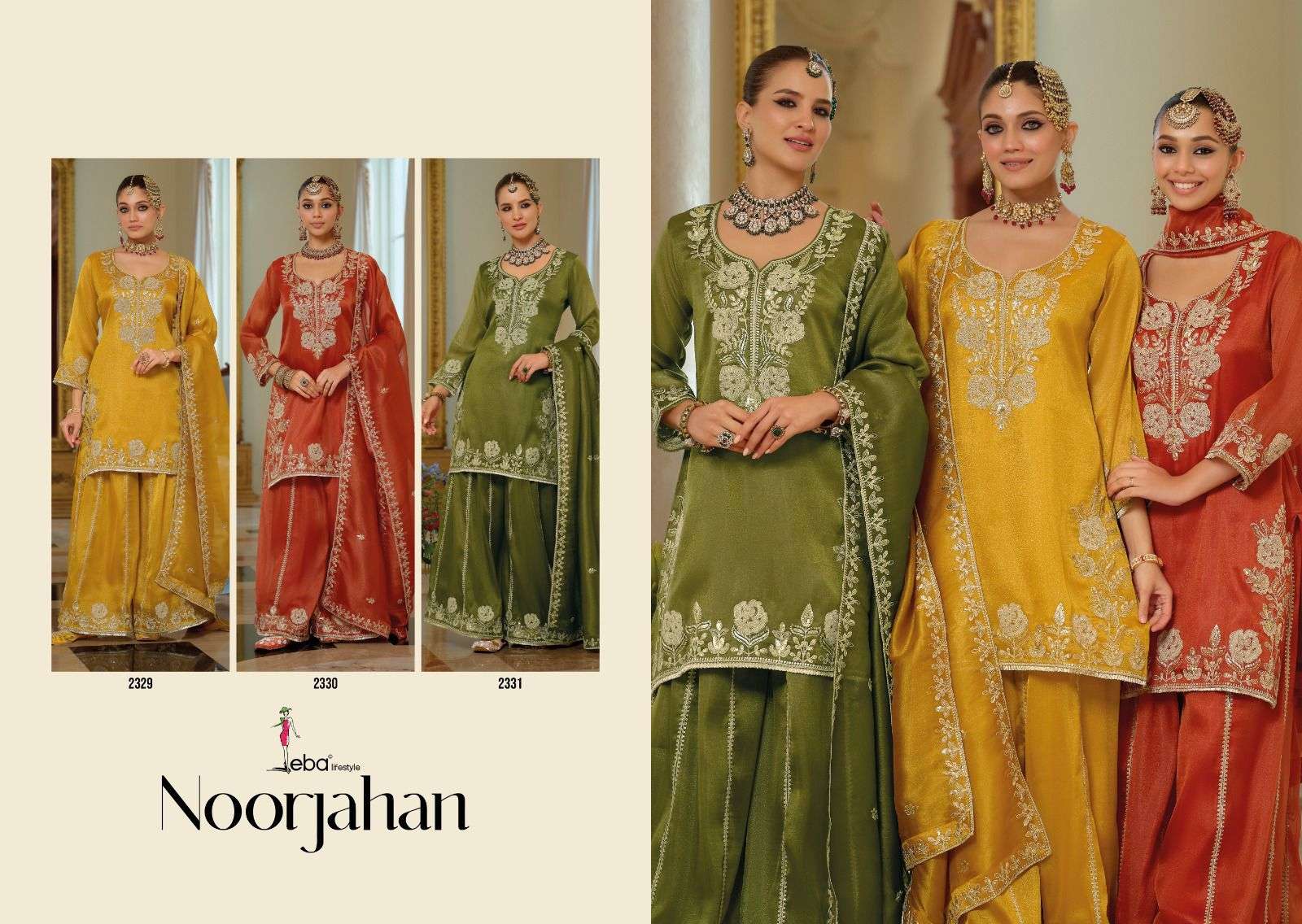EBA LIFESTYLE NOORJAHAN HEAVY EMBROIDERY DESIGNER READY MADE FESTIVE WEAR SUIT