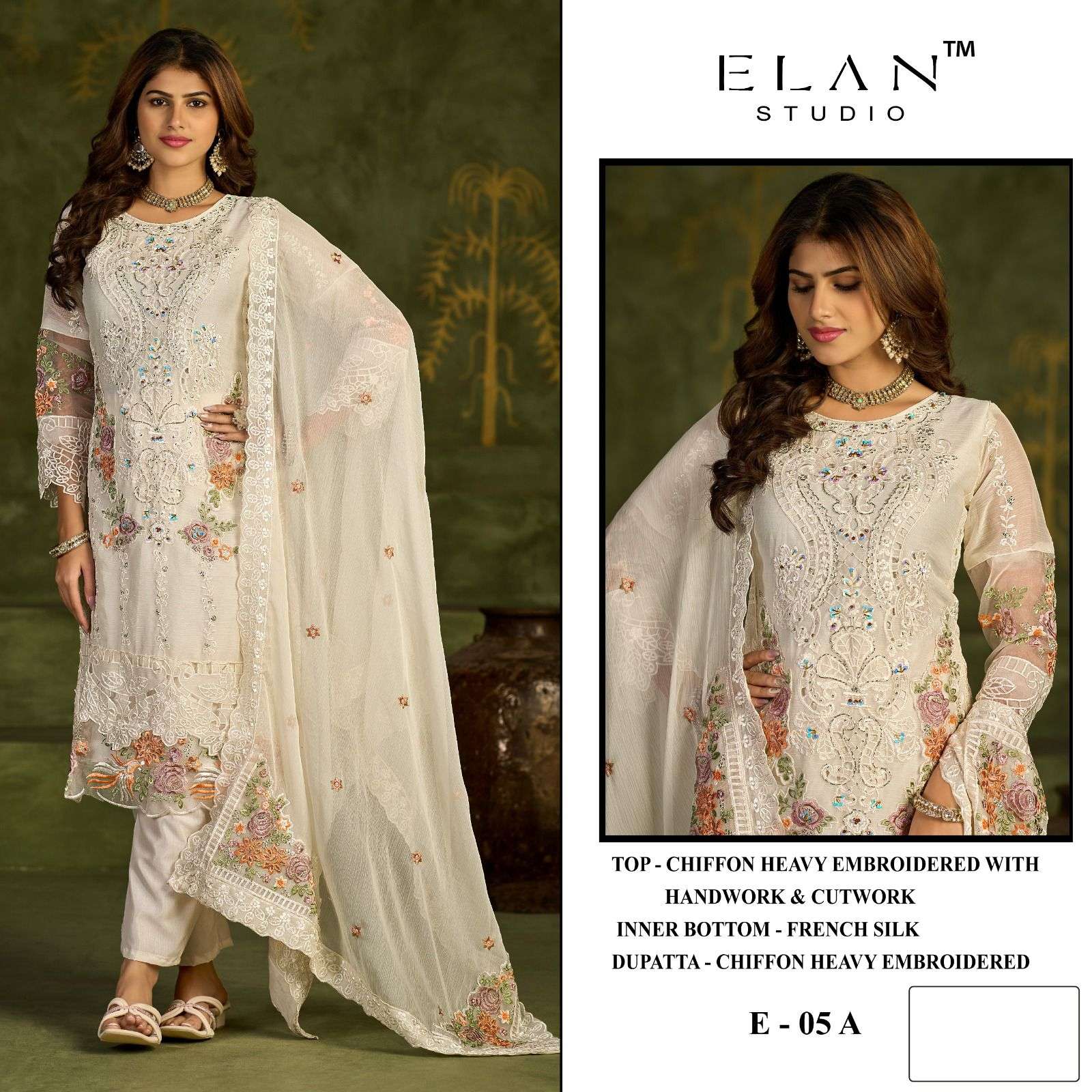 ELAN STUDIO E 05 HEAVY EMBROIDERED DESIGNER WEDDING WEAR PAKISTANI SUIT