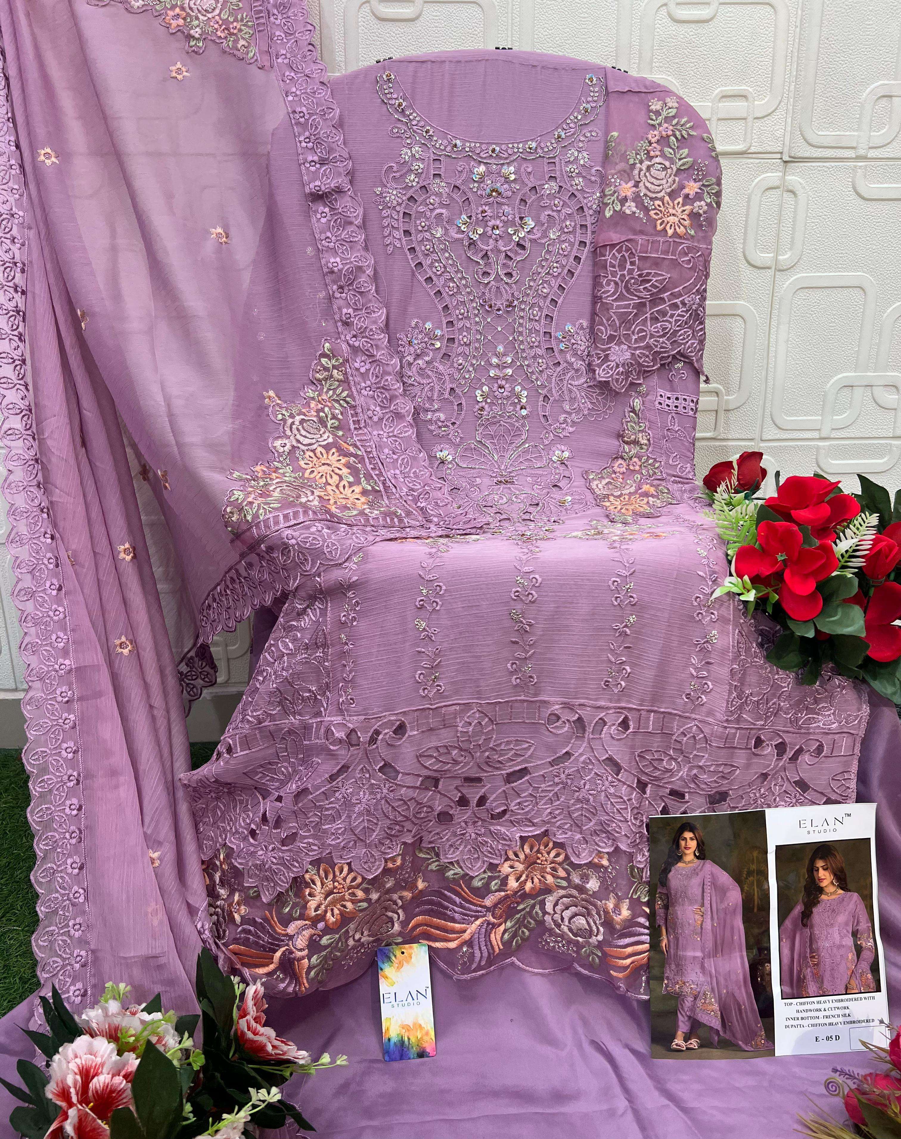 ELAN STUDIO E 05 HEAVY EMBROIDERED DESIGNER WEDDING WEAR PAKISTANI SUIT