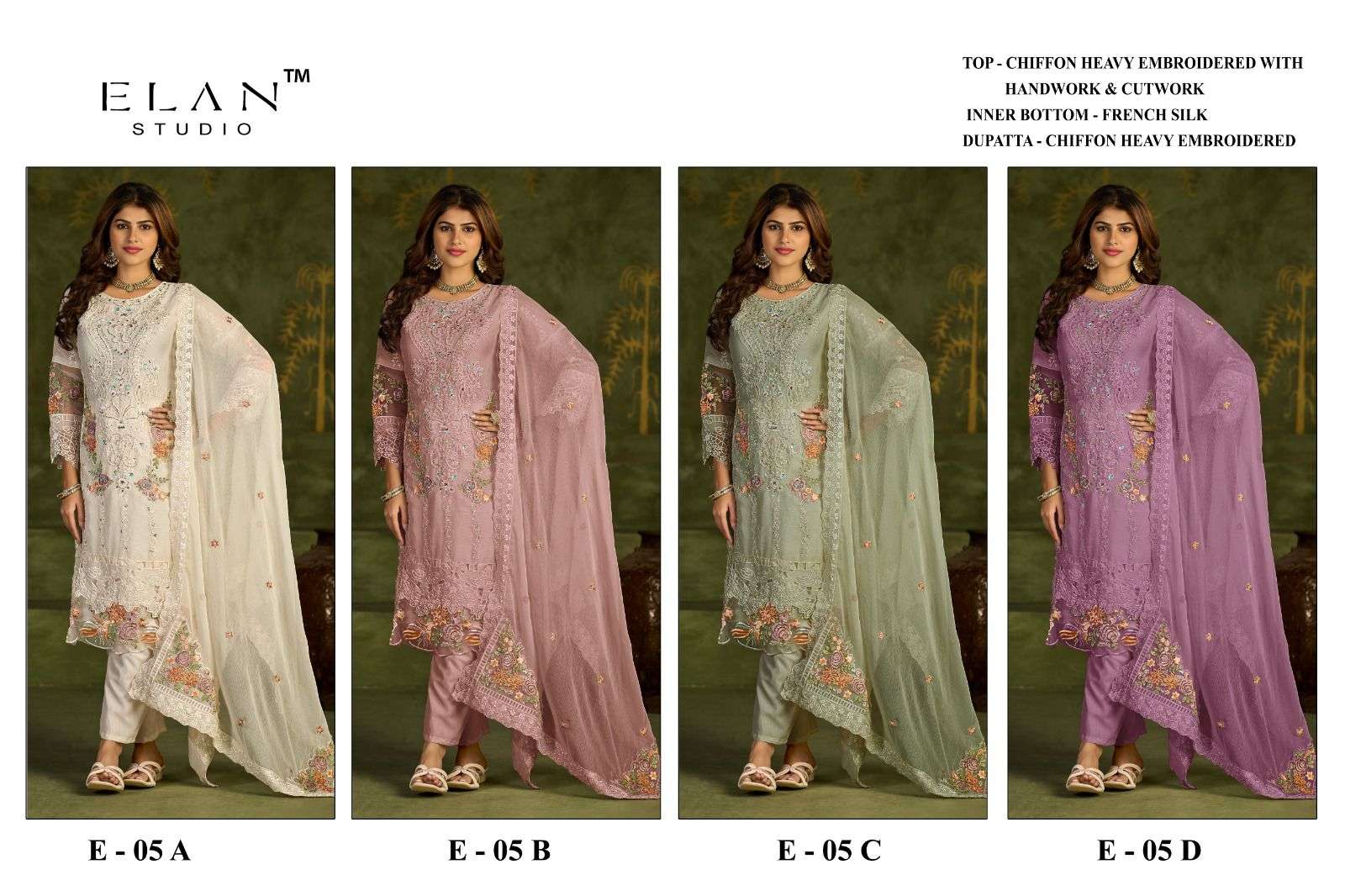 ELAN STUDIO E 05 HEAVY EMBROIDERED DESIGNER WEDDING WEAR PAKISTANI SUIT